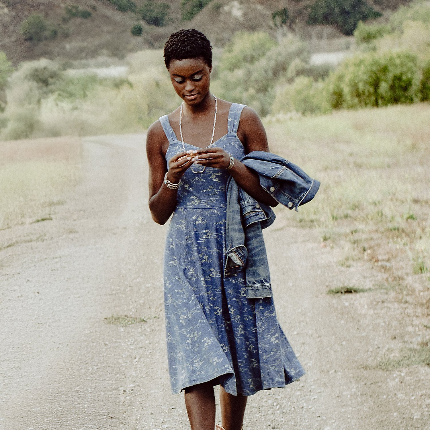 Indigo Print Cotton Jersey Dress
