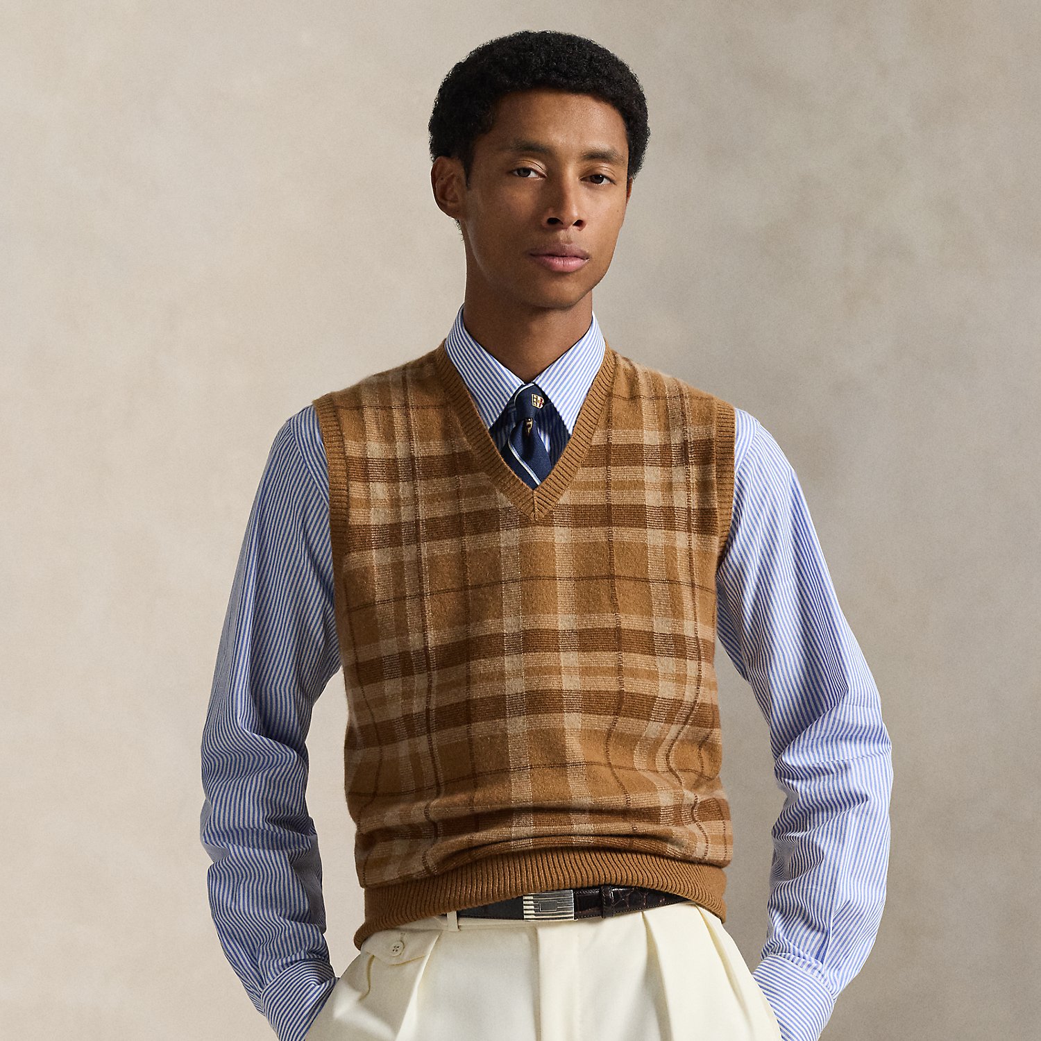 Plaid Cashmere Sleeveless Jumper