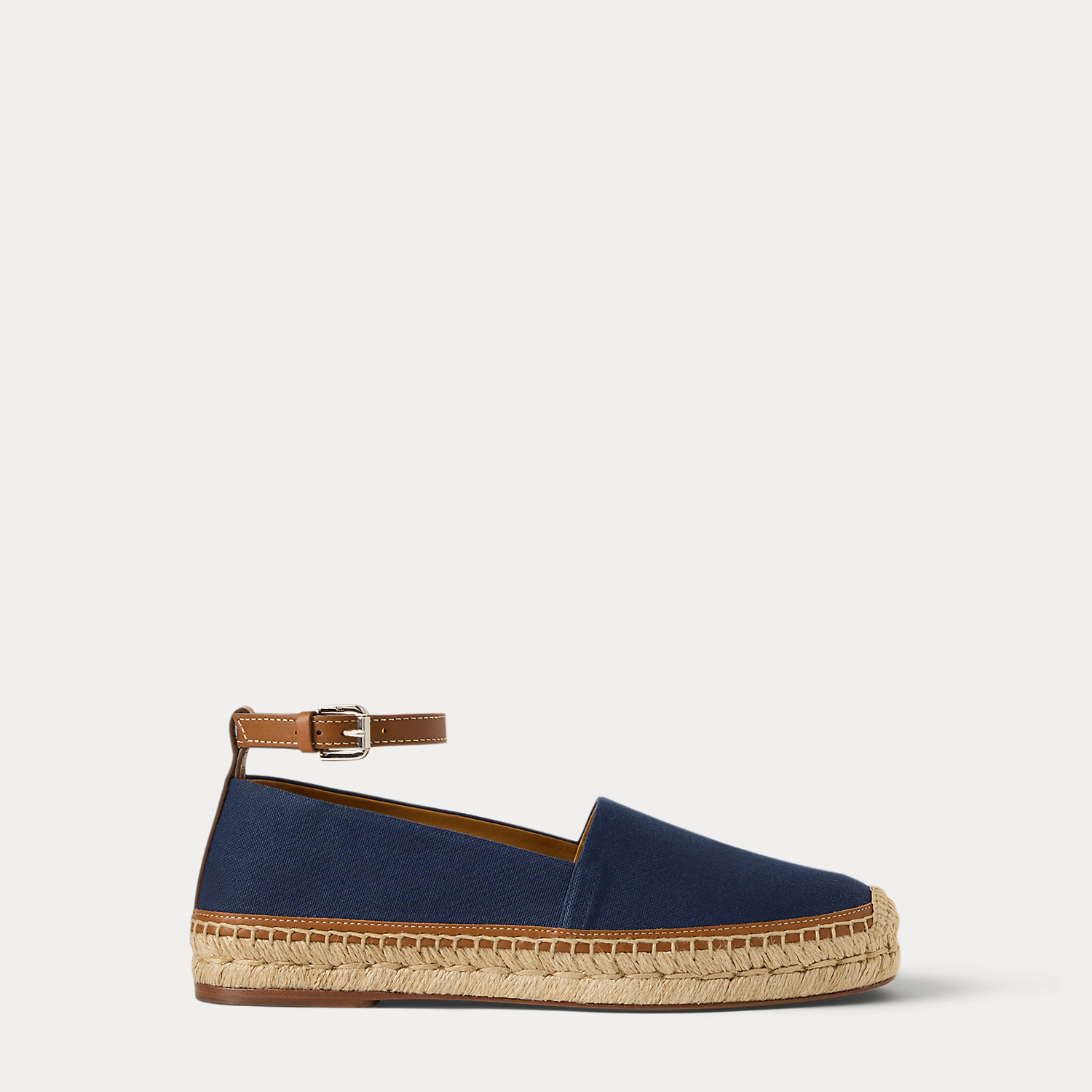 Hadan Calfskin-Trim Canvas Espadrille