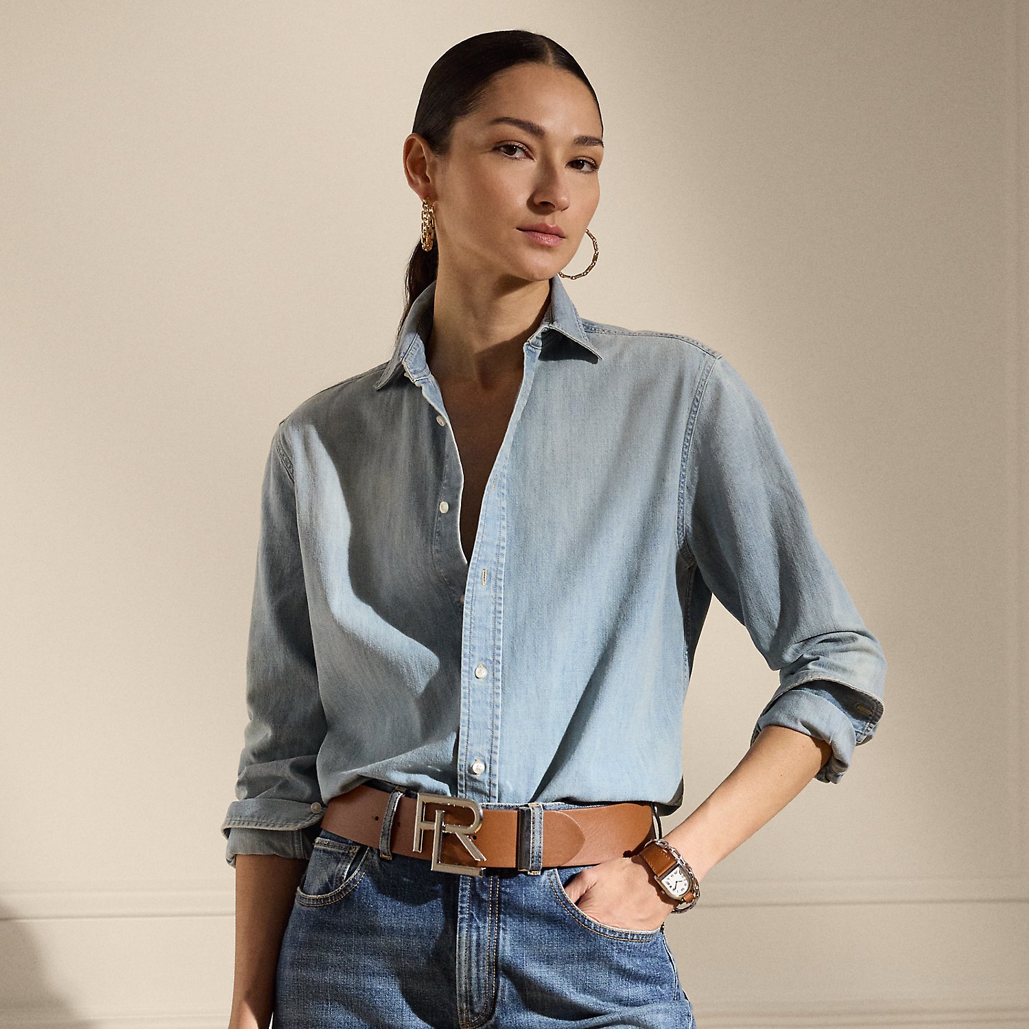 Adrien Relaxed Fit Cotton Denim Shirt