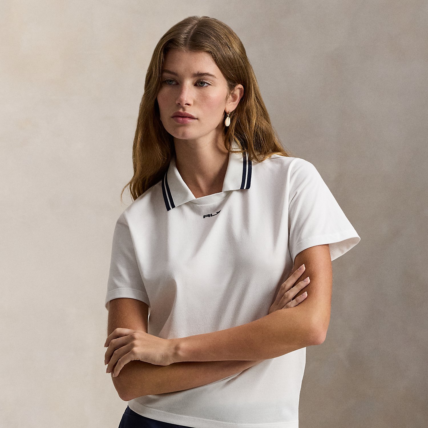 Jersey Layered-Collar Polo Shirt