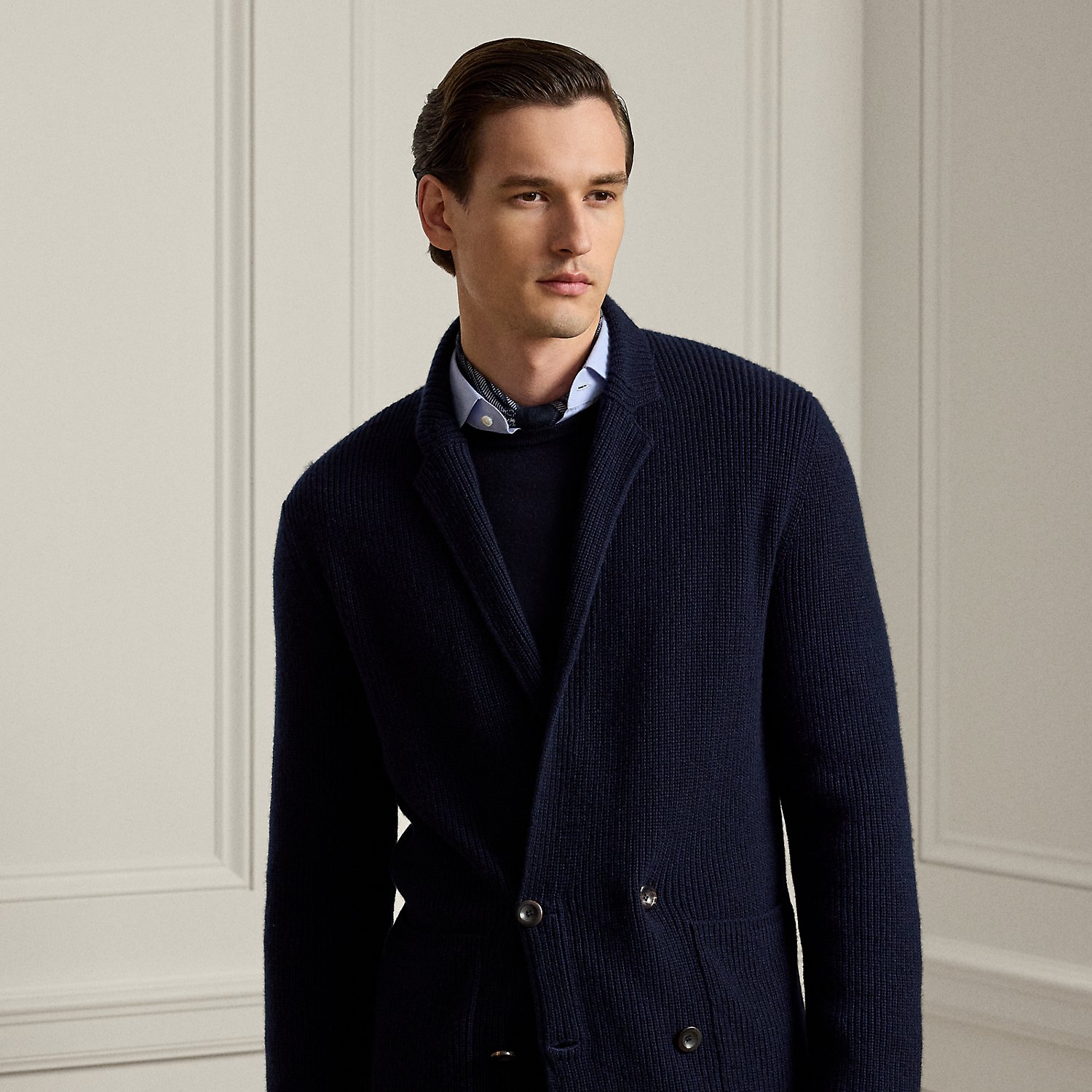 Textured Cashmere Blazer Cardigan