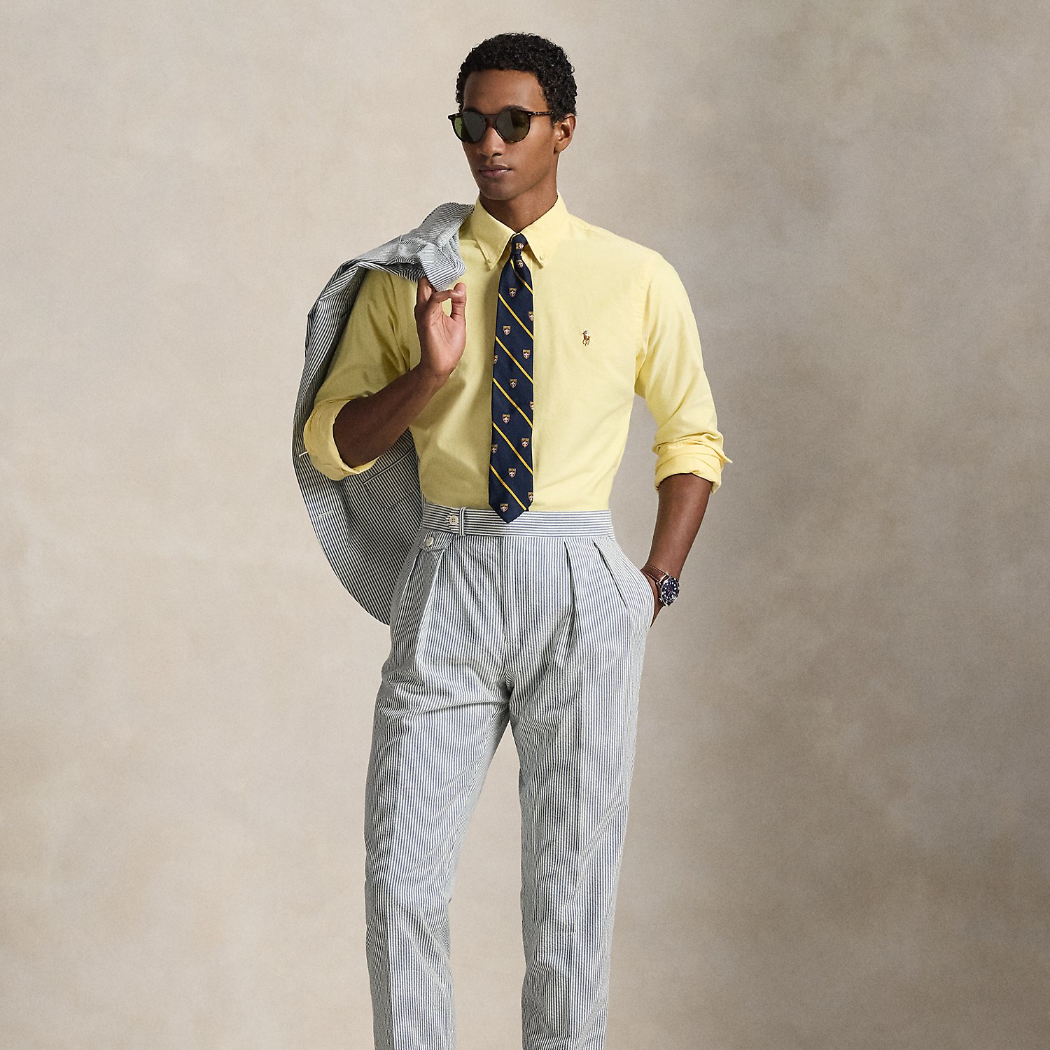 Striped Seersucker Suit Trousers