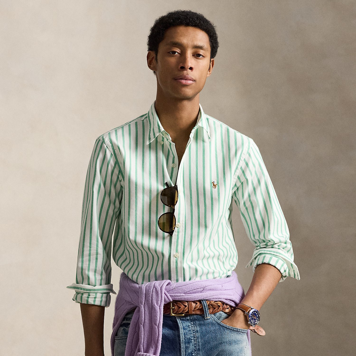 Slim Fit Striped Oxford Shirt