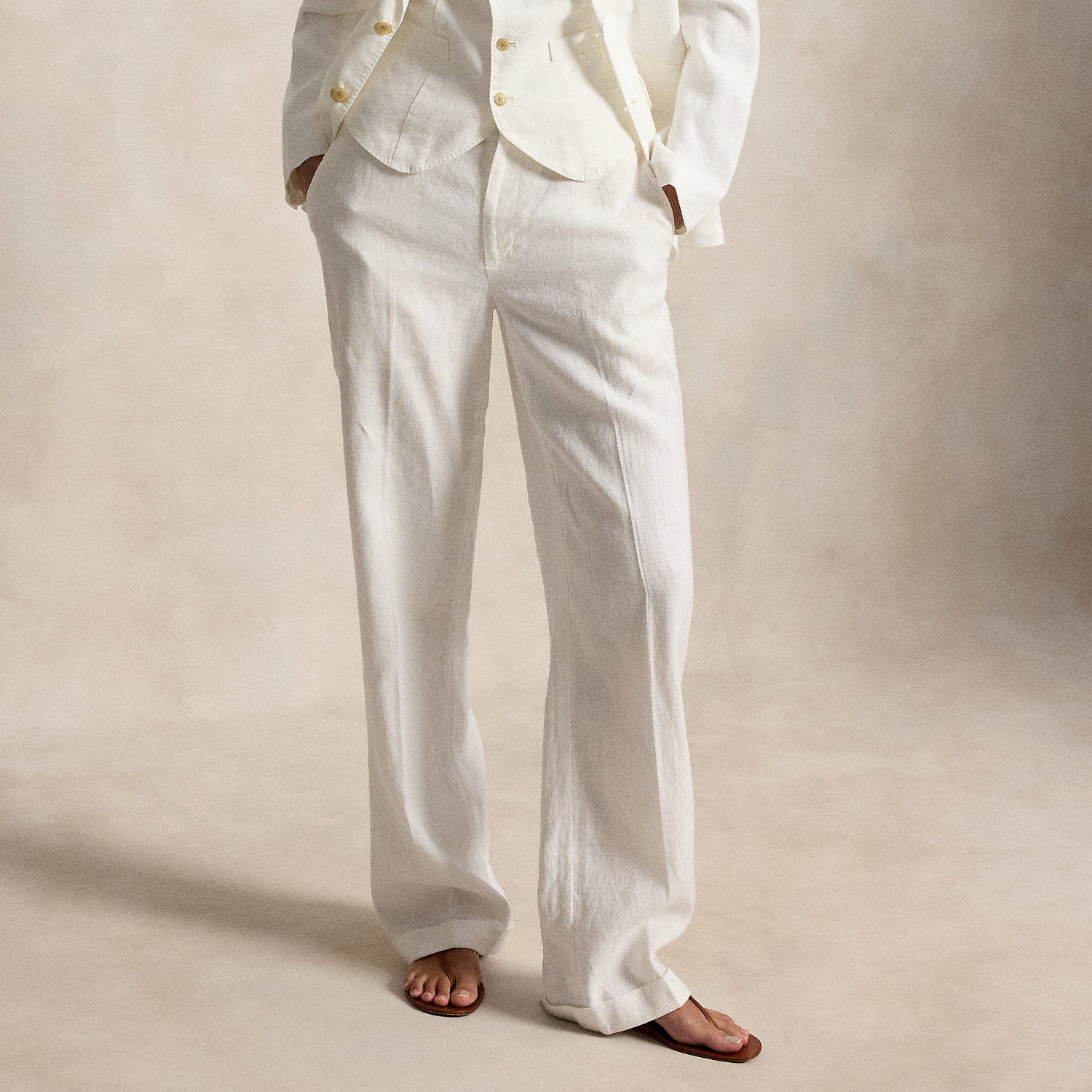 Linen High-Rise Relaxed Straight Trouser