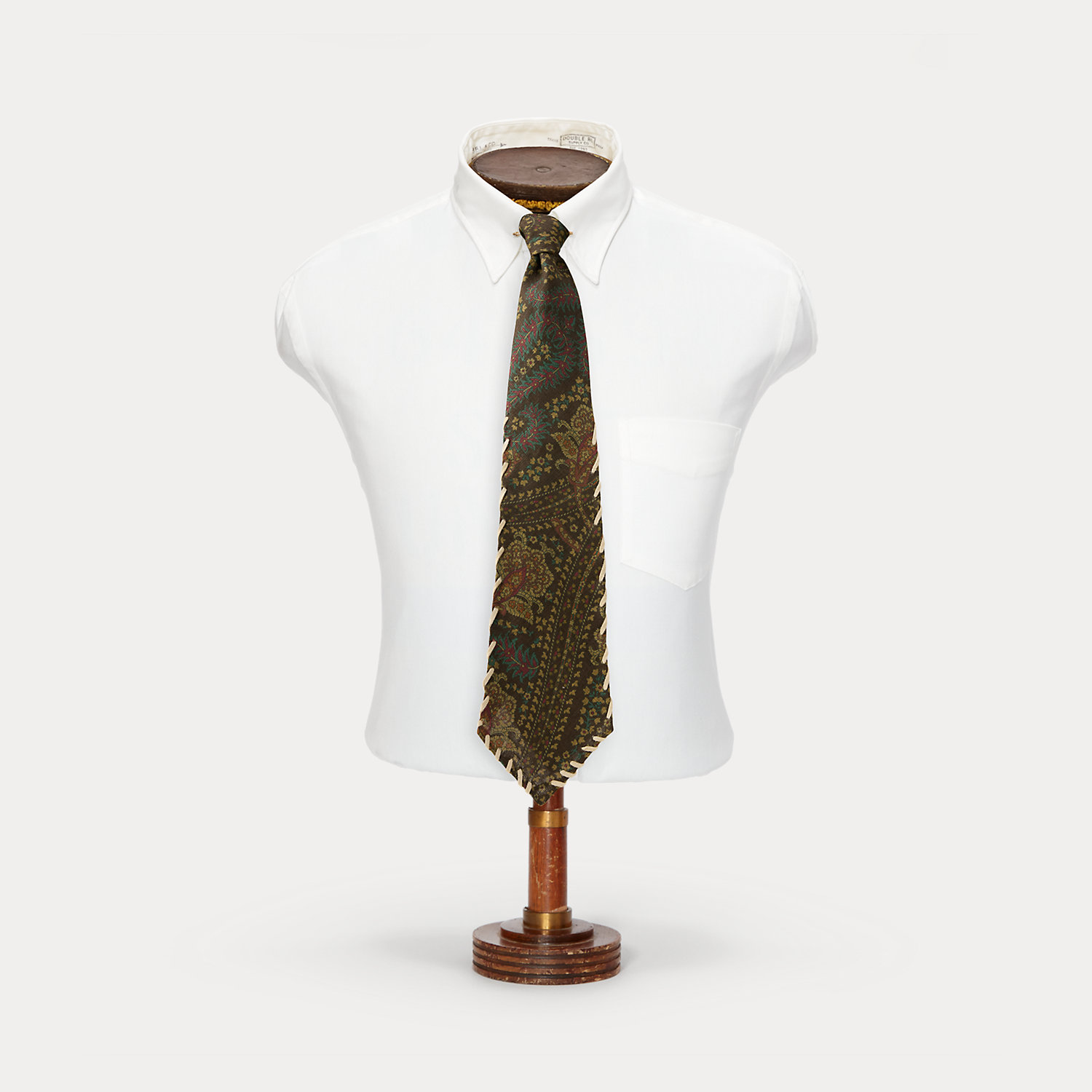 Handmade Suede-Trim Paisley Linen Tie