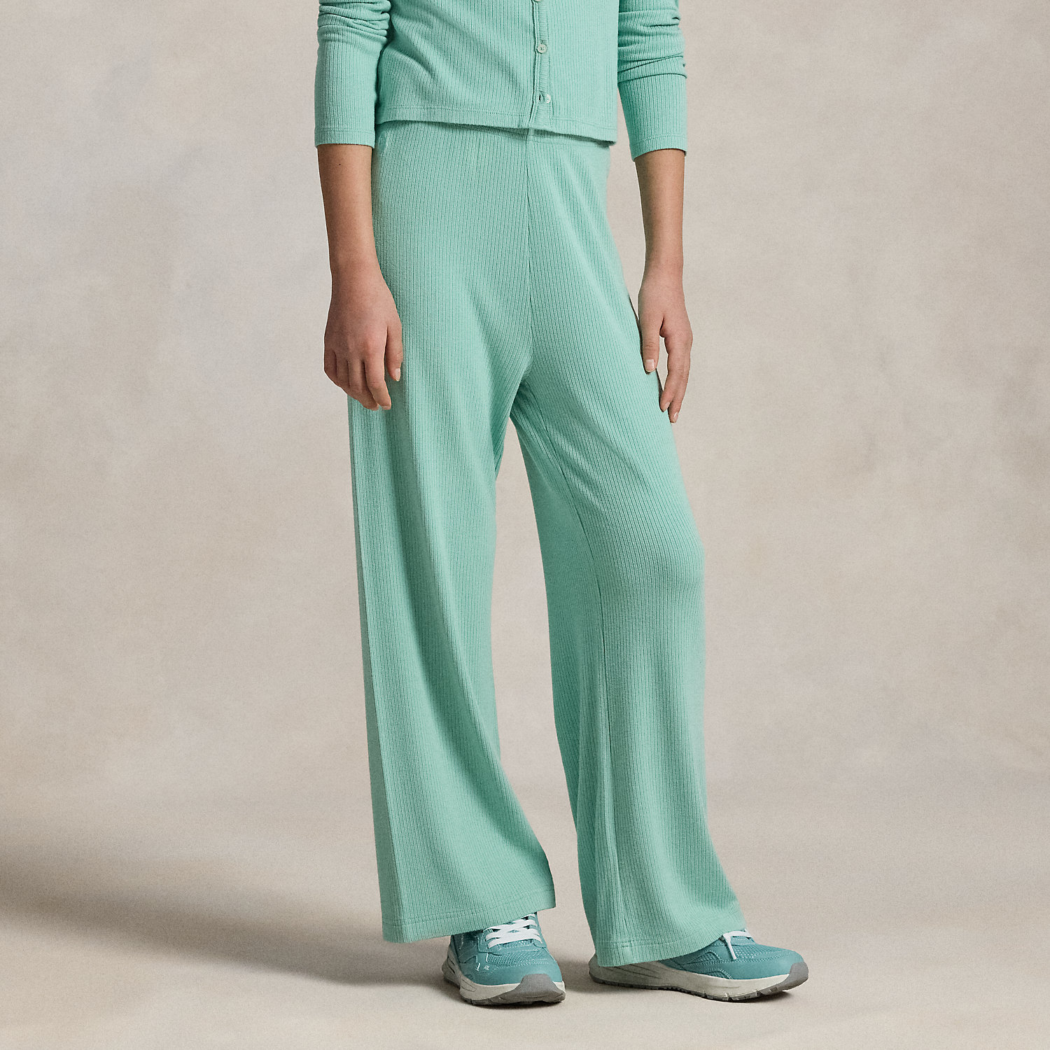Rib-knit Wide-Leg Trouser