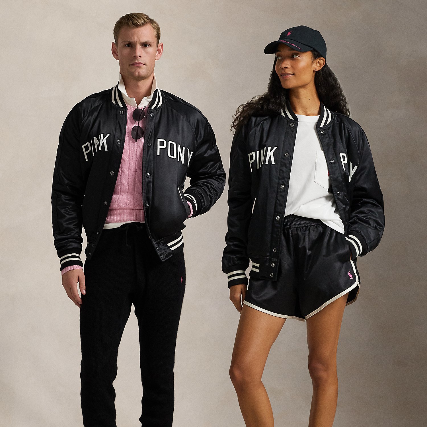 Pink Pony Satin Baseball Jacket by Polo Ralph Lauren