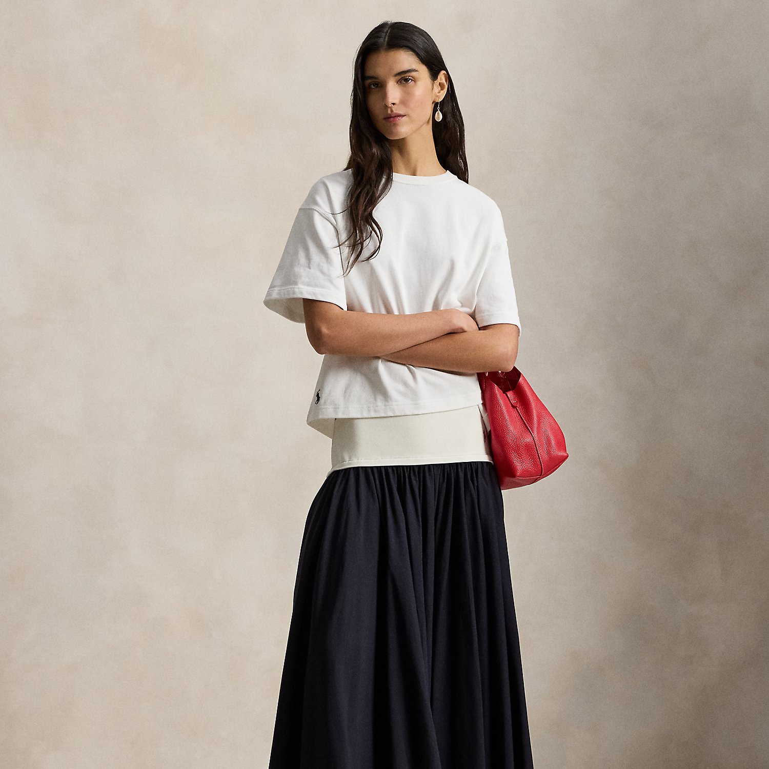 A-Line Skirt with Contrasting Waistband