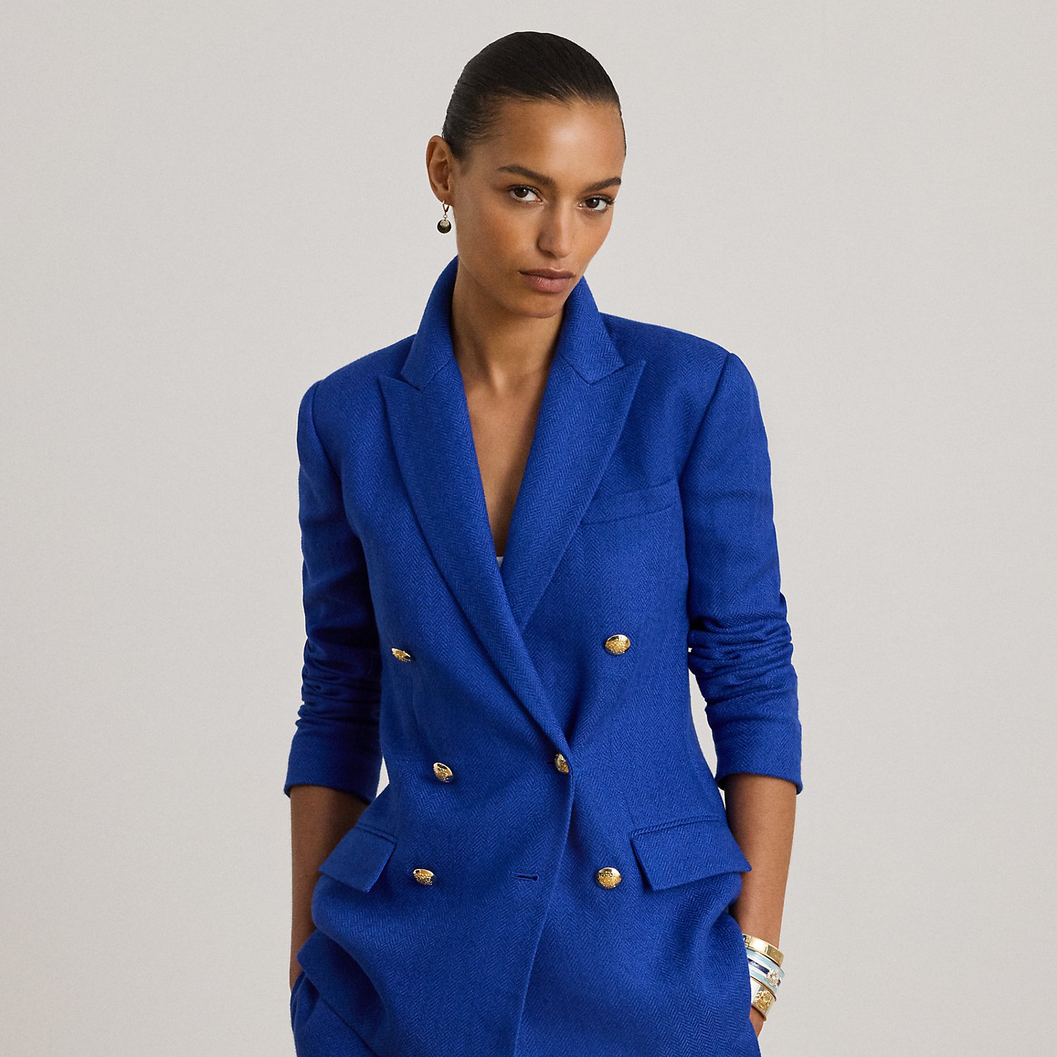 Petite - Double-Breasted Linen-Cotton Blazer