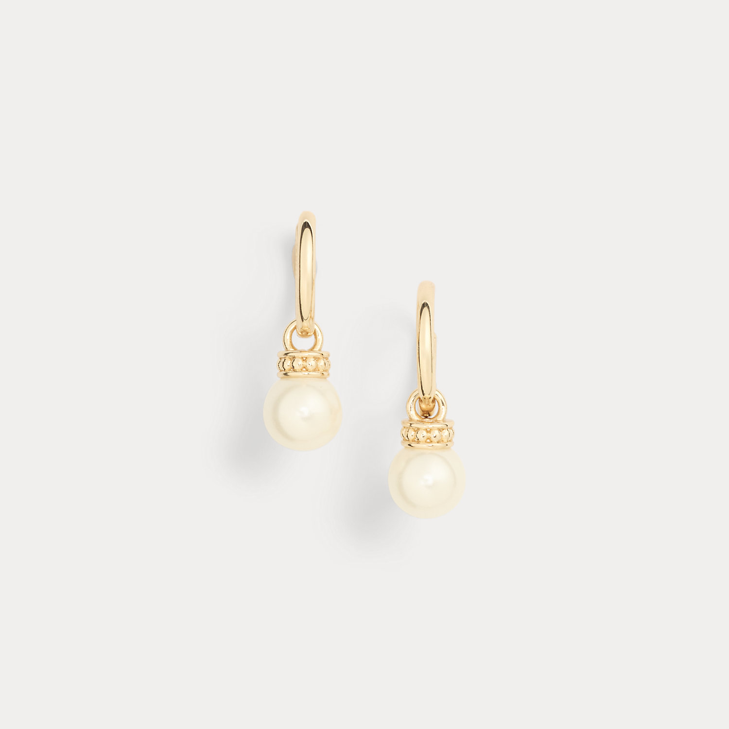 Gold-Plated Faux-Pearl Hoop Drop Huggies