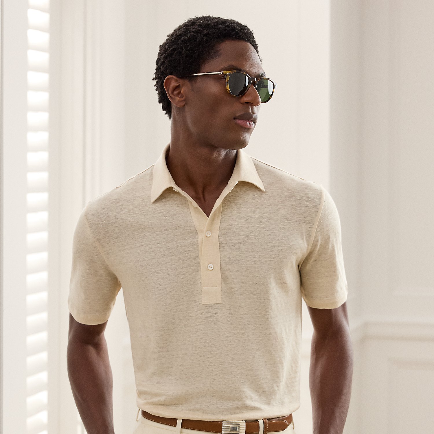 Linen Jersey Polo Shirt by Ralph Lauren Purple Label
