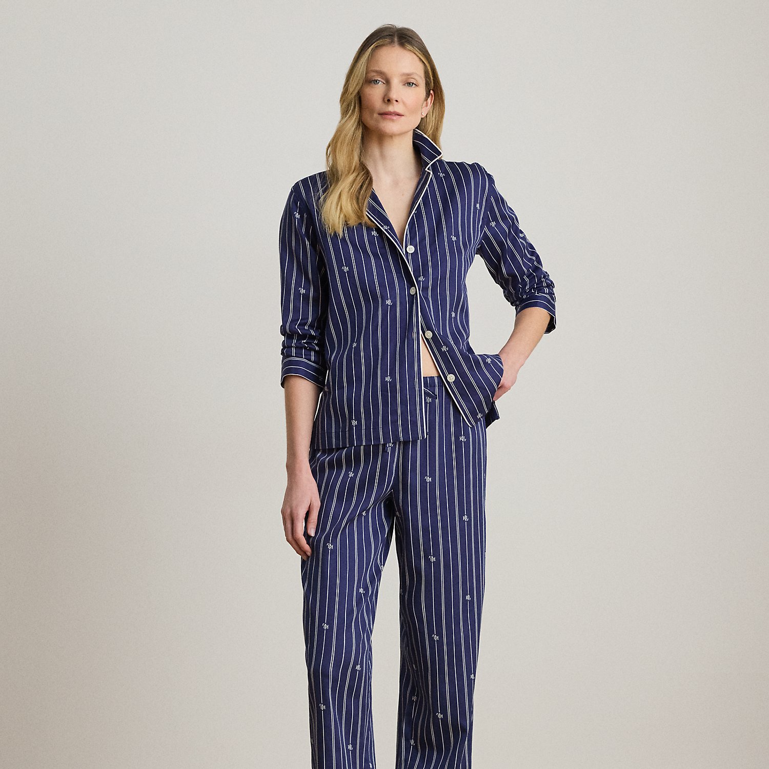 Logo Striped Sateen Sleep Set by Lauren Ralph Lauren