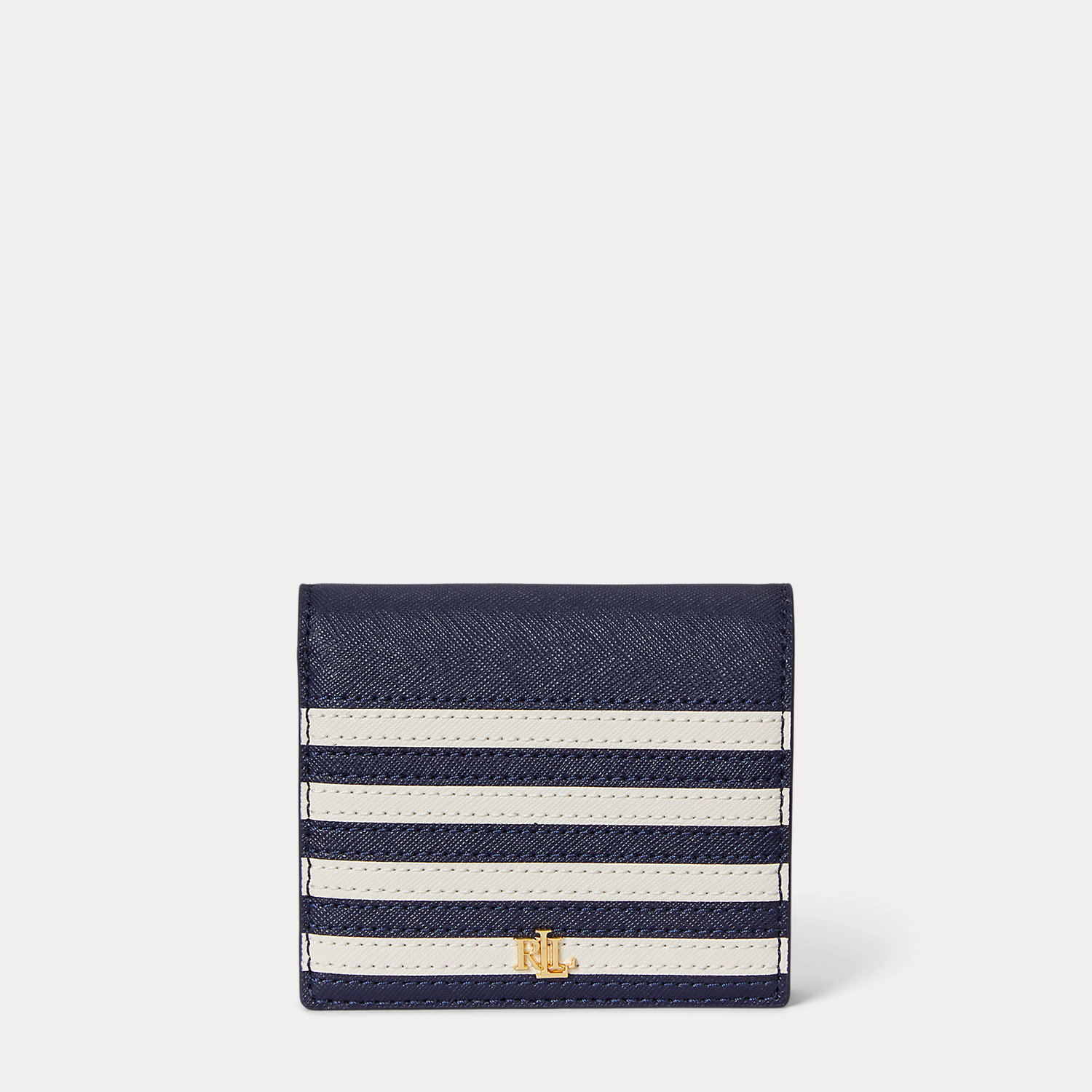 Colour-Blocked Leather Compact Wallet