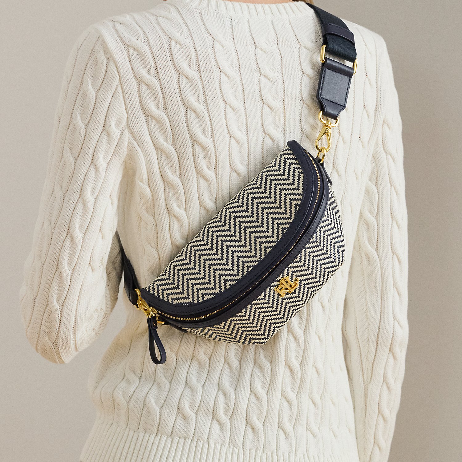 Herringbone Woven Marcy Belt Bag by Lauren Ralph Lauren