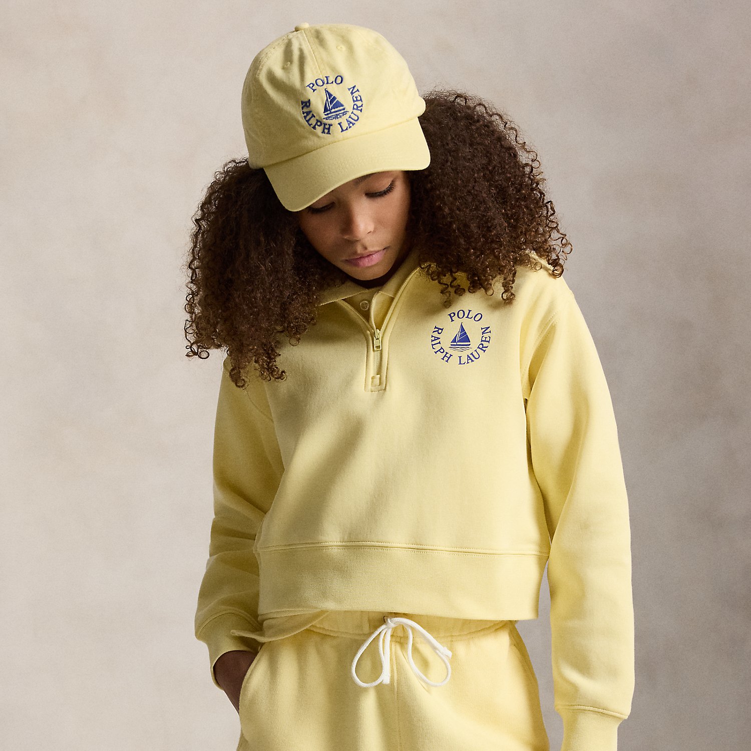 Double-Knit Collared Boxy Sweatshirt