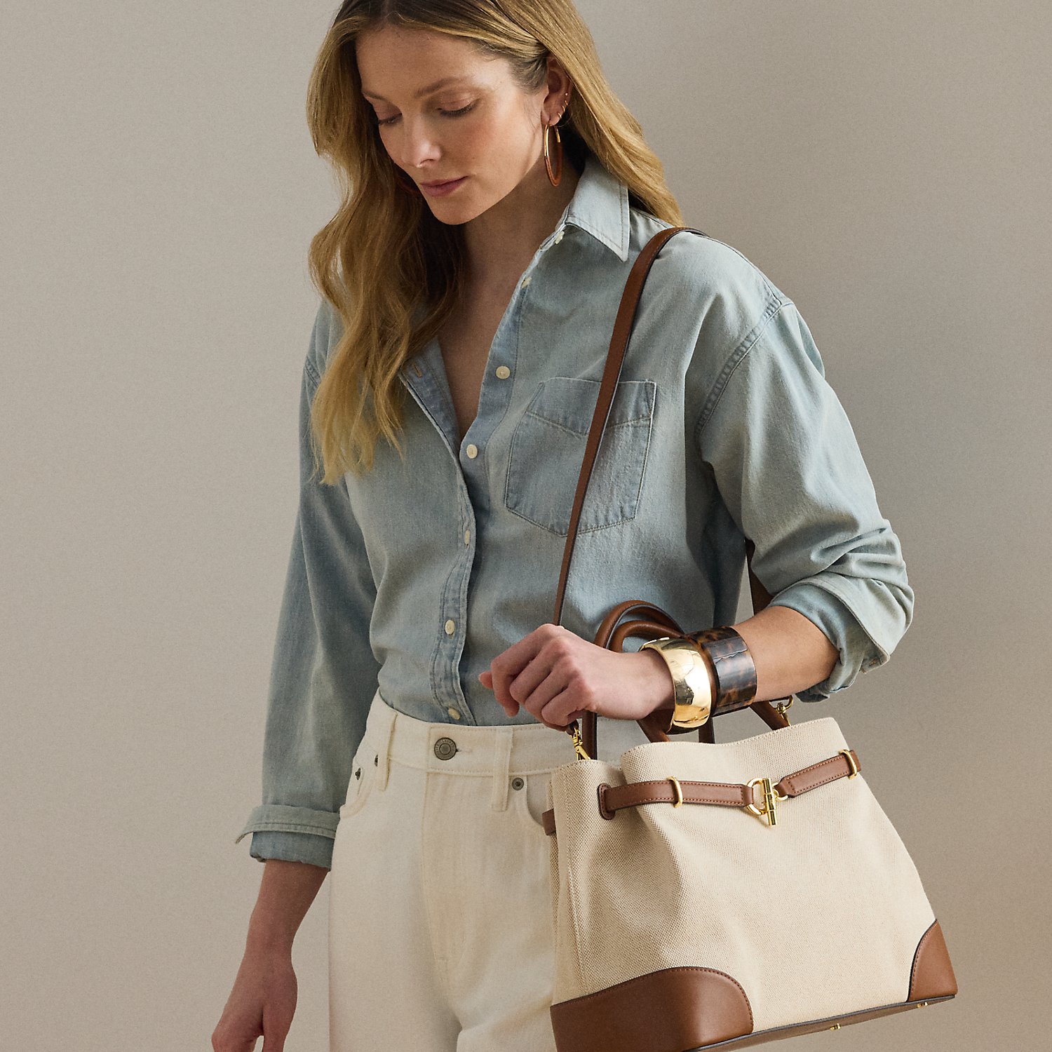Cross-Dyed Canvas Large Blaike Satchel