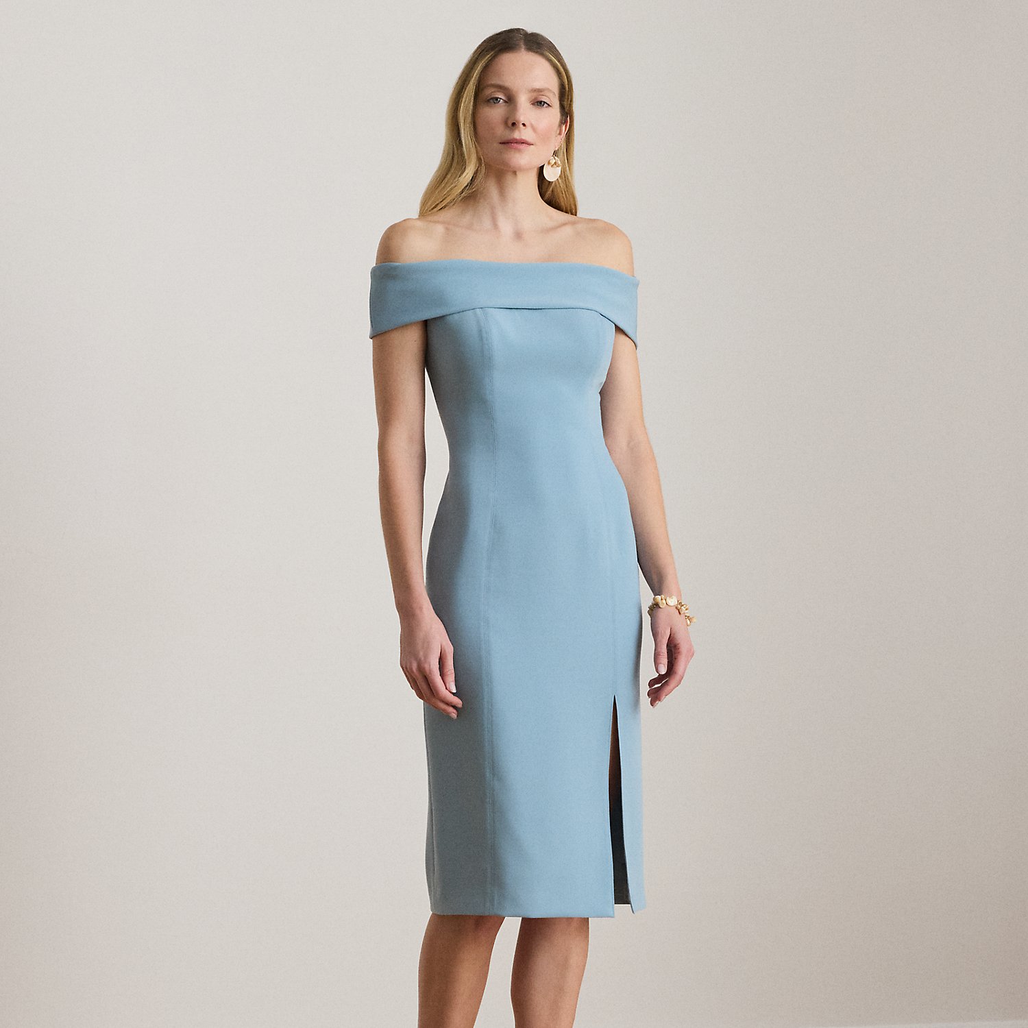 Crepe Off-the-Shoulder Cocktail Dress