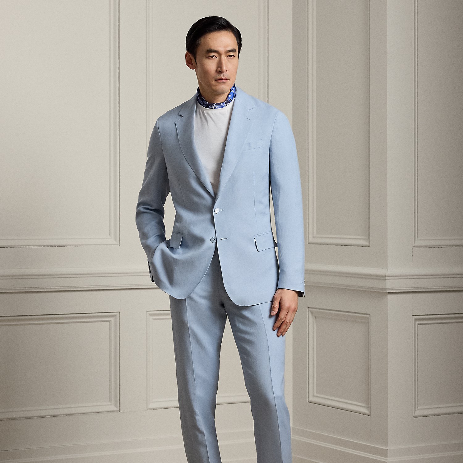 Gregory Hand-Tailored Silk-Linen Trouser