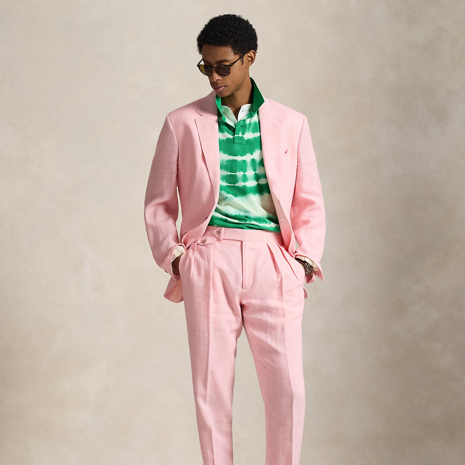 Pleated Linen Suit Trouser
