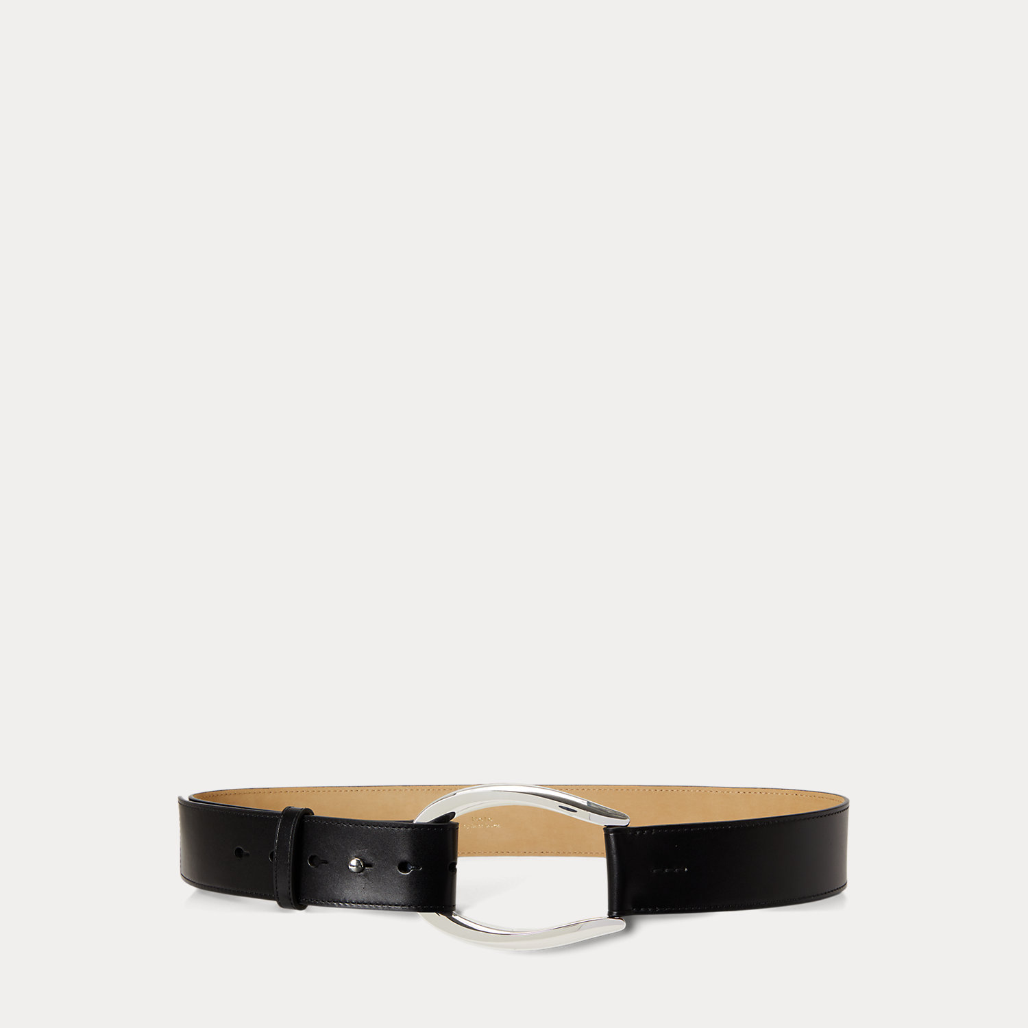 Stirrup-Buckle Wide Leather Belt