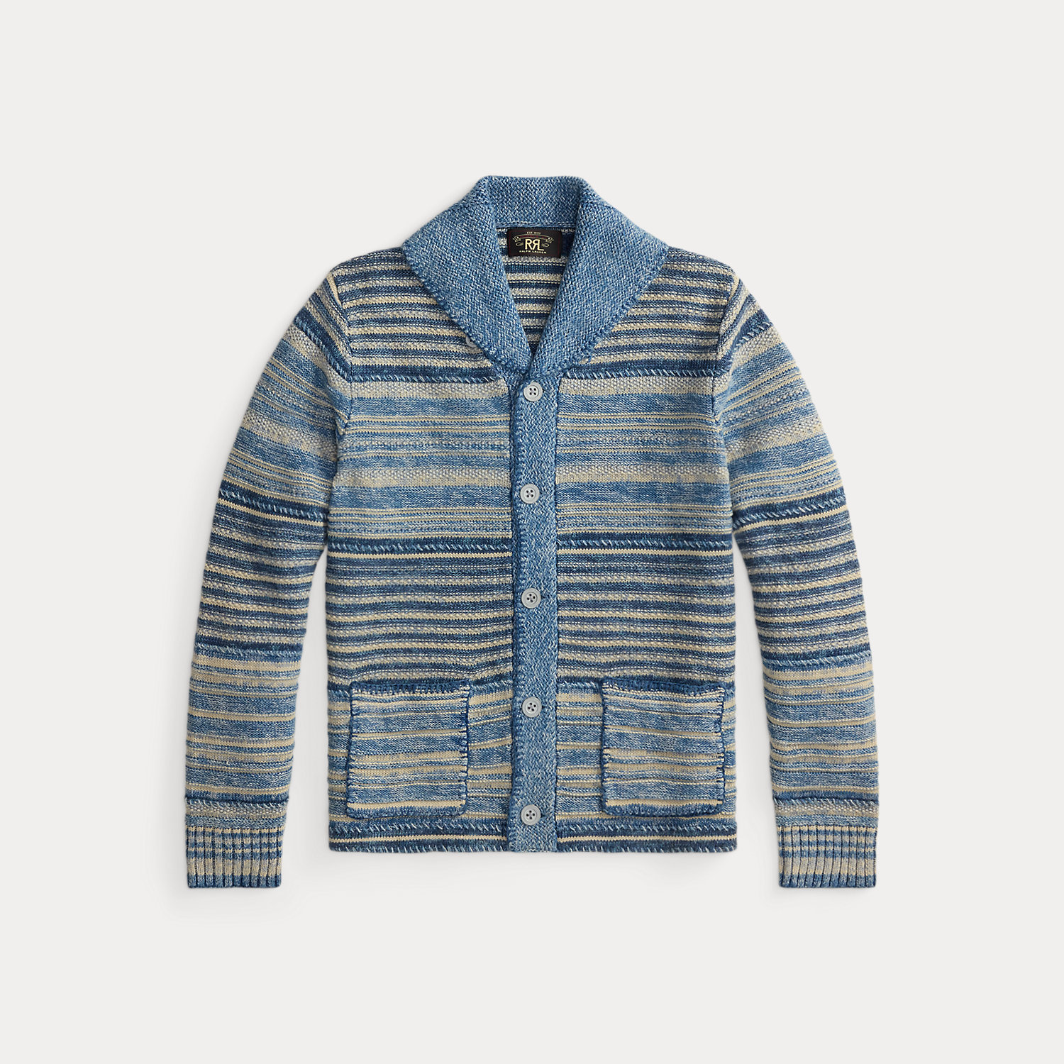 Indigo Striped Cotton-Linen Cardigan by Ralph Lauren RRL