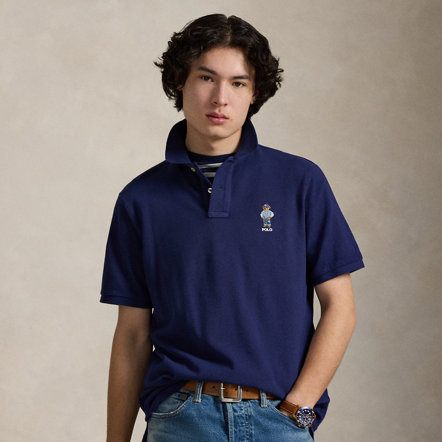 Classic Fit Polo Bear Mesh Polo Shirt