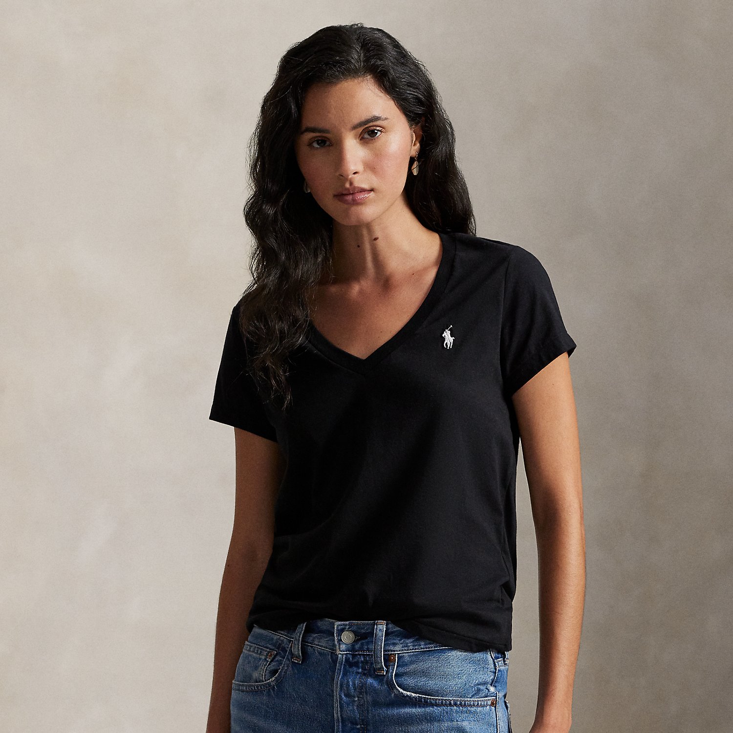 Cotton Jersey V-Neck T-Shirt