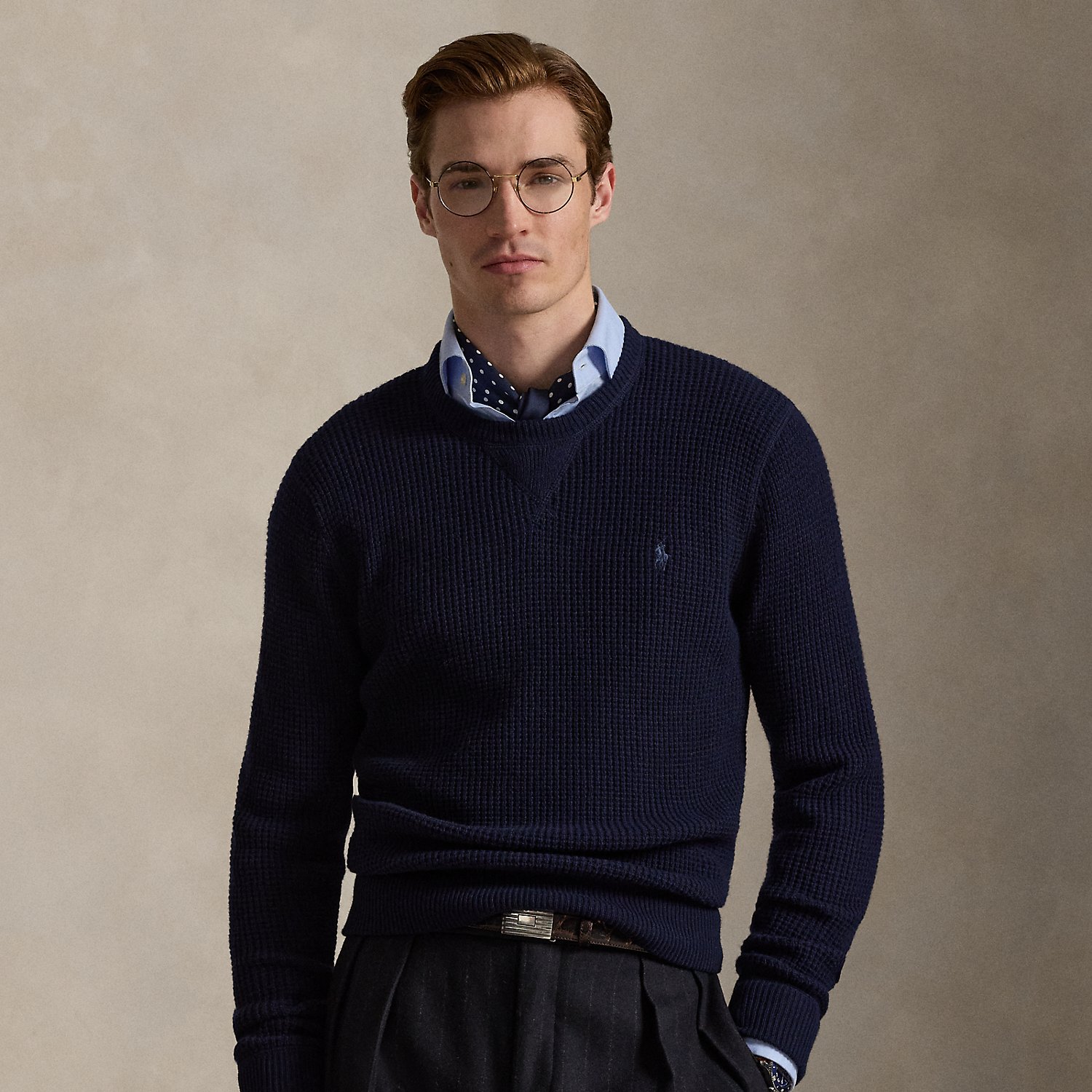 Waffle-Knit Wool-Cotton Jumper