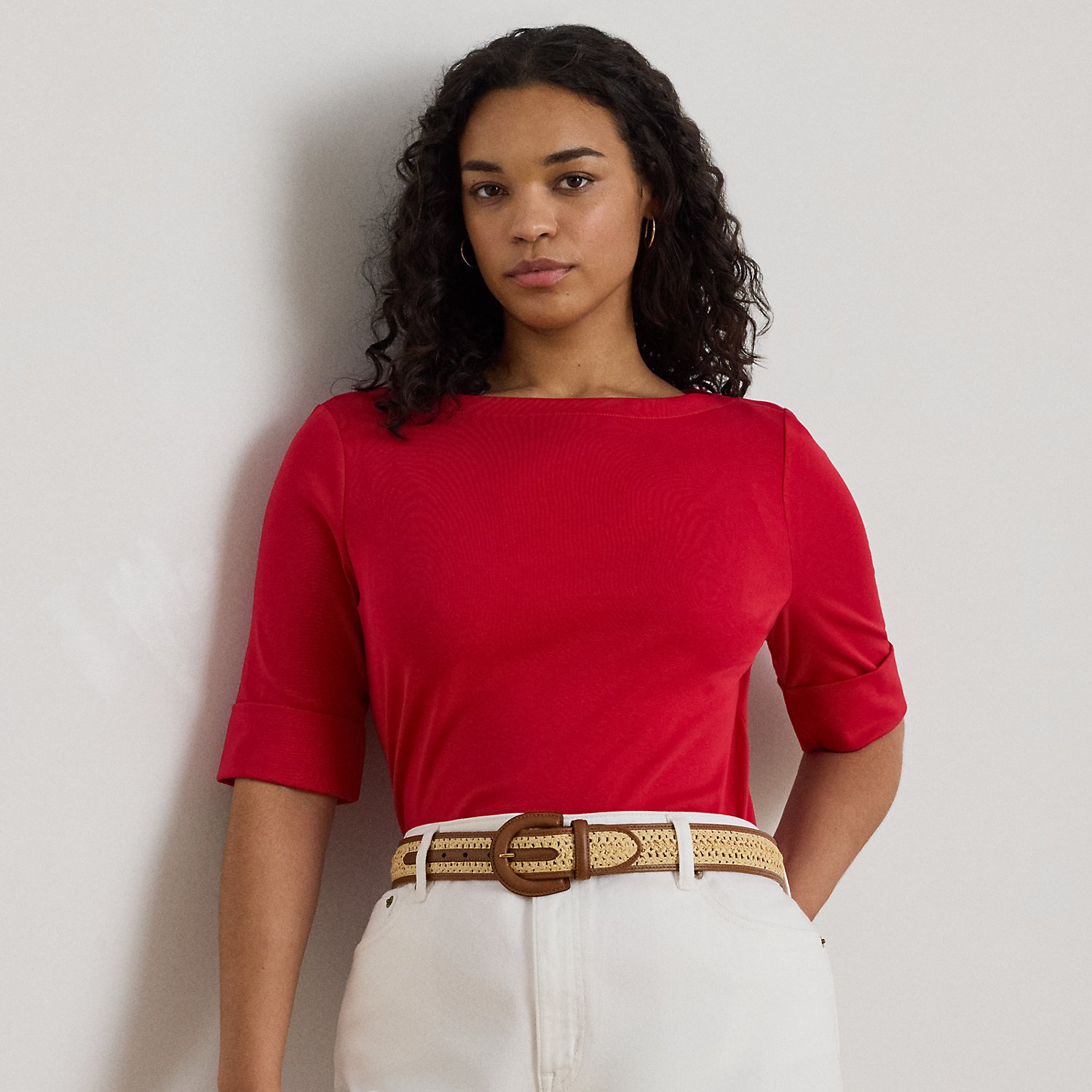 Curve - Stretch Cotton Boatneck T-Shirt