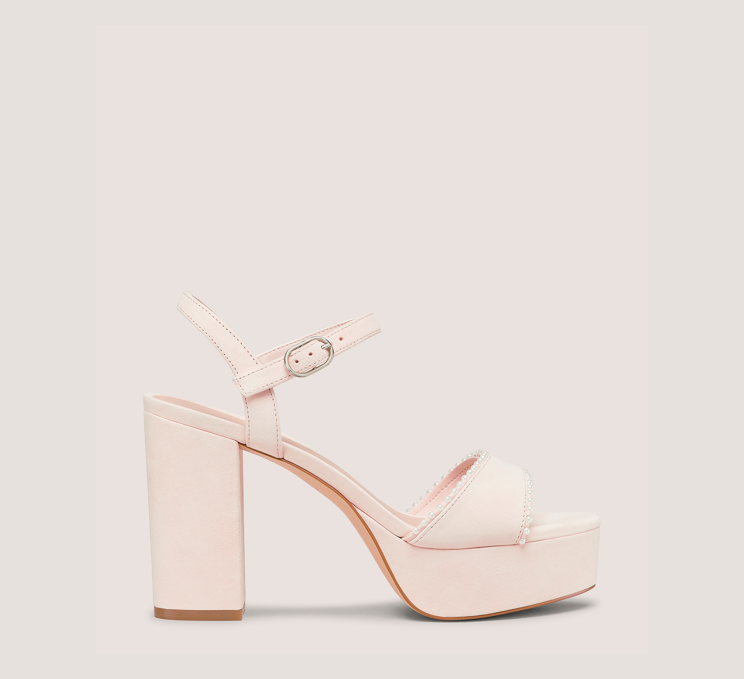 Dancer Pearl Platform Sandal, Rosewater Pink Suede, Size: 7 Medium