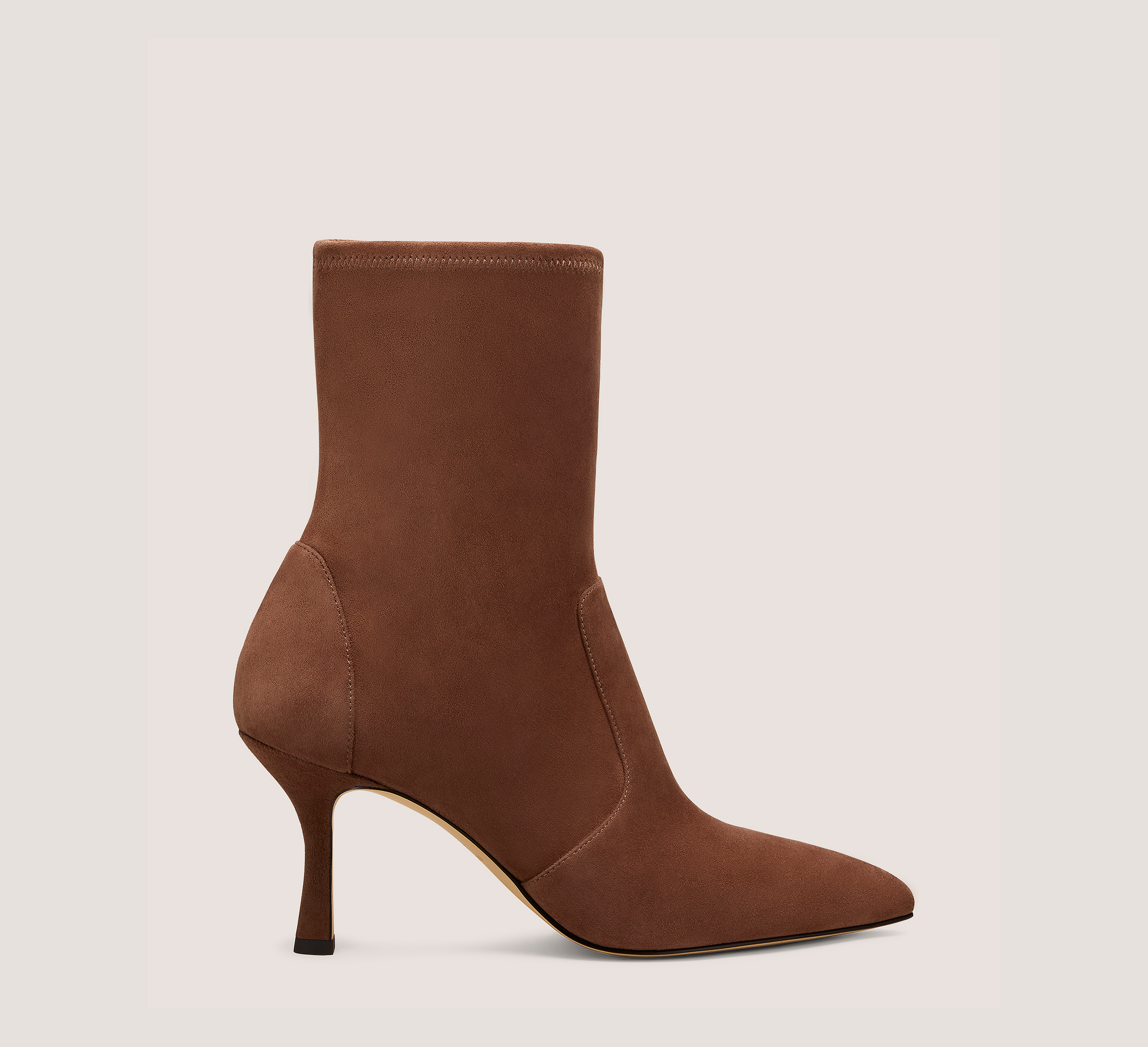 Valentina Bootie 75, Chocolate Brown Stretch Suede, Size: 5 Medium