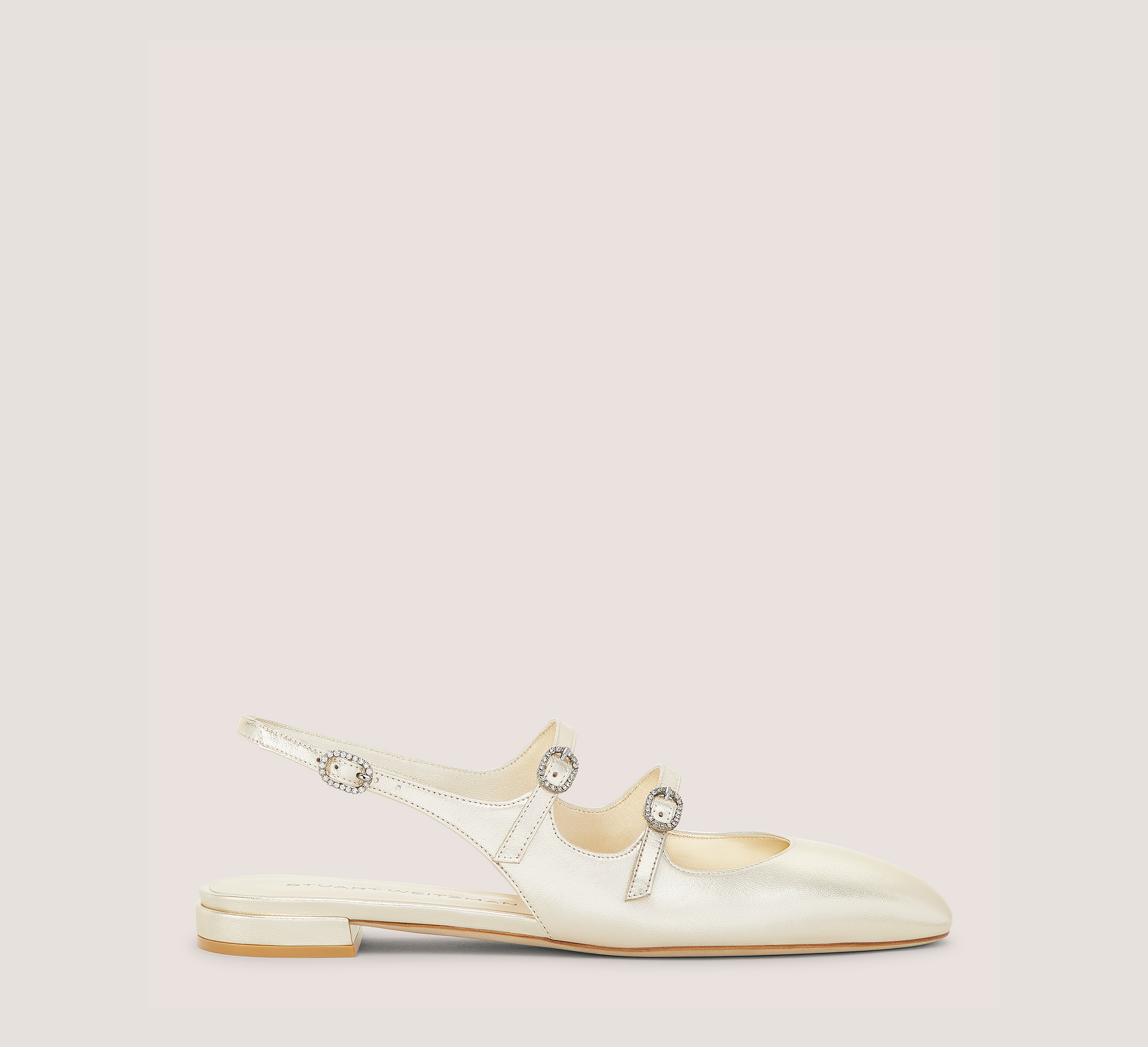 Claris Mj Slingback, Light Gold Liquid Metallic Leather, Size: 8.5 Wide