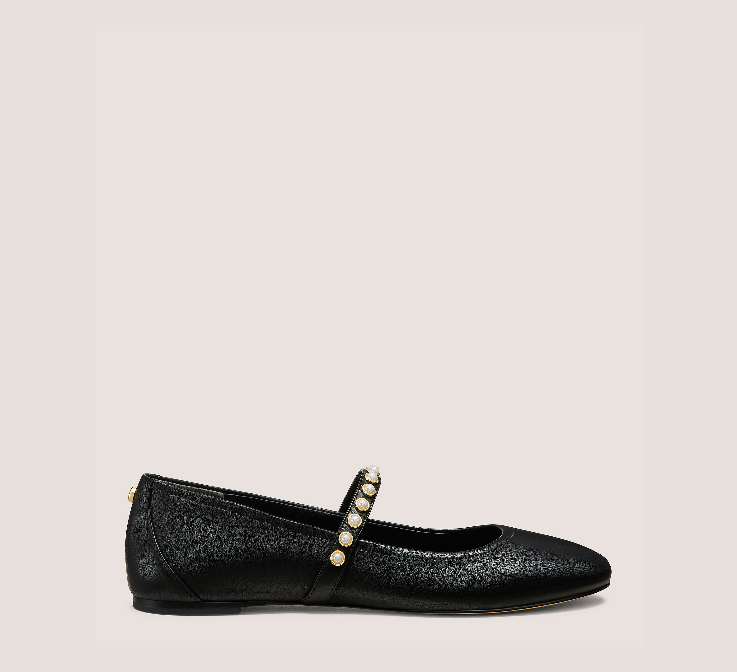 Ari Pearl Ballet Flat, Black Nappa Leather, Size: 6.5 Medium