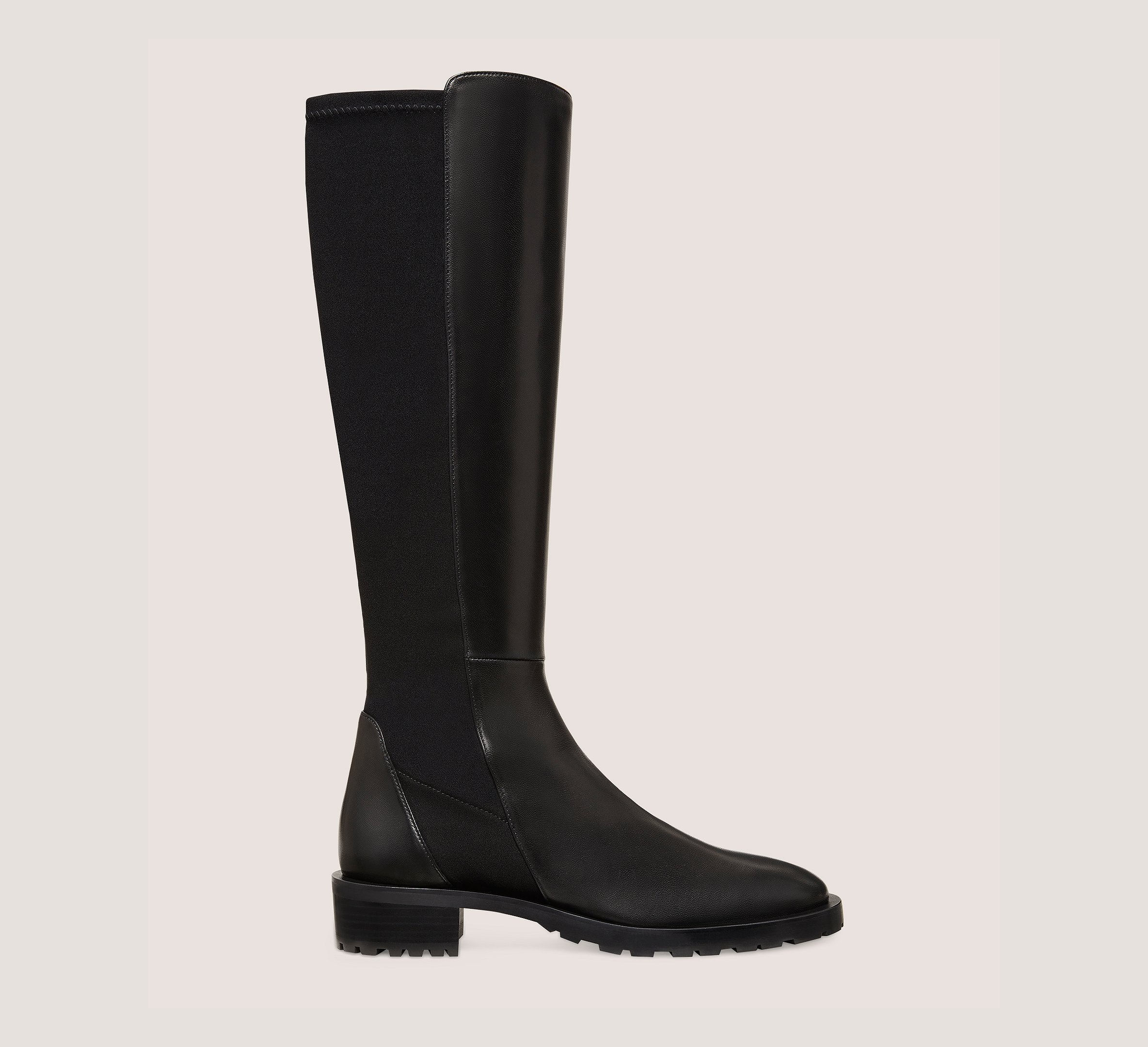 5050 Knee-High Lug Boot, Black Nappa Leather, Size: 8 Narrow