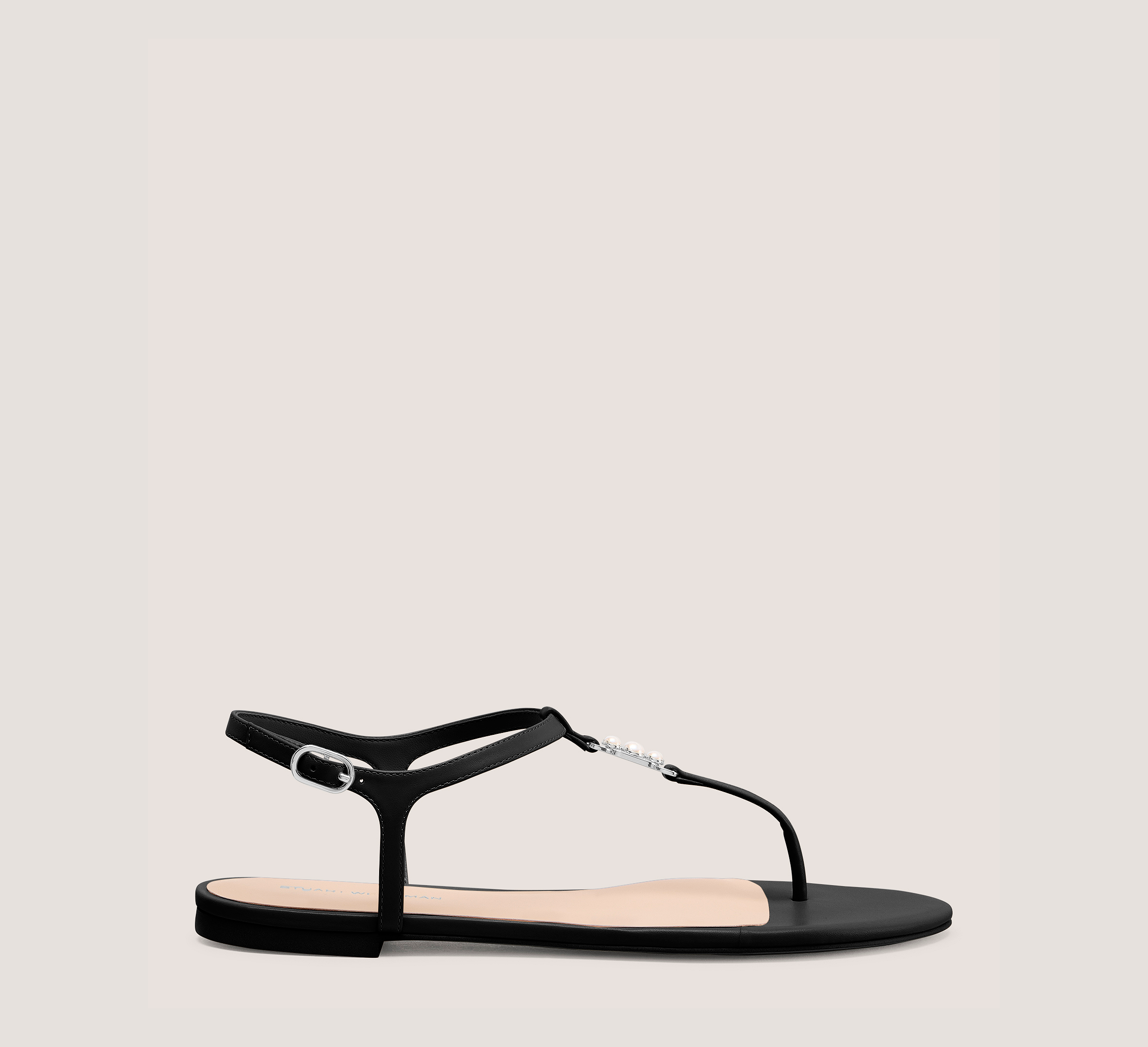 Emmaline Sandal, Black Smooth Leather, Size: 5 Medium