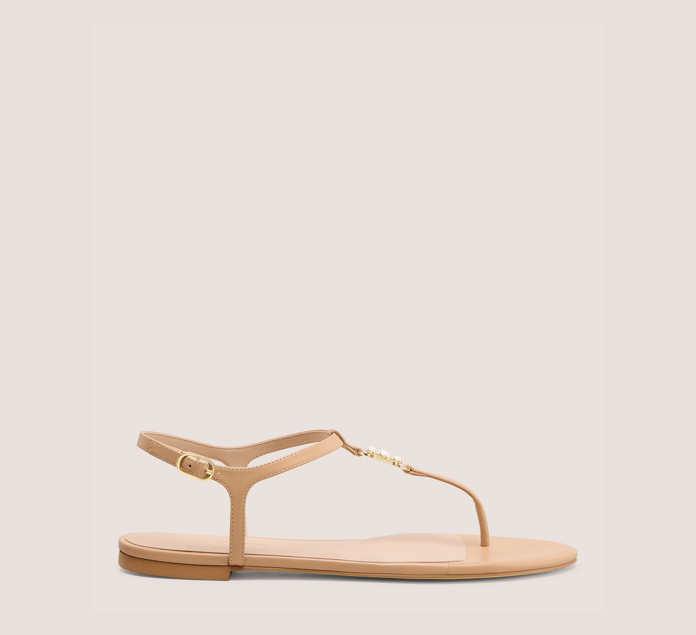 Emmaline Sandal, Golden Beige Smooth Leather, Size: 7.5 Medium