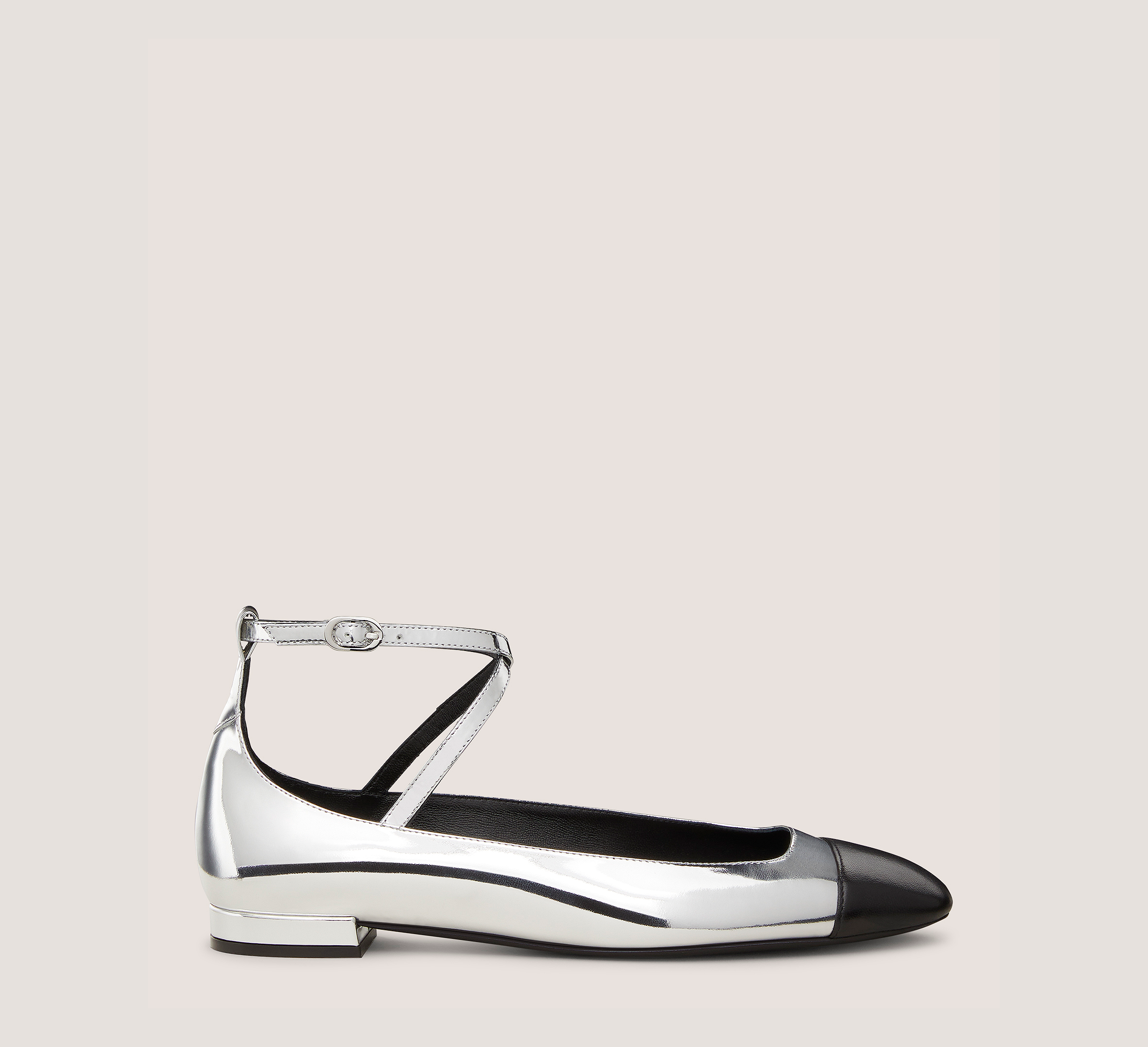 Eden Strap Flat, Silver Specchio/Nappa Leather, Size: 7 Medium