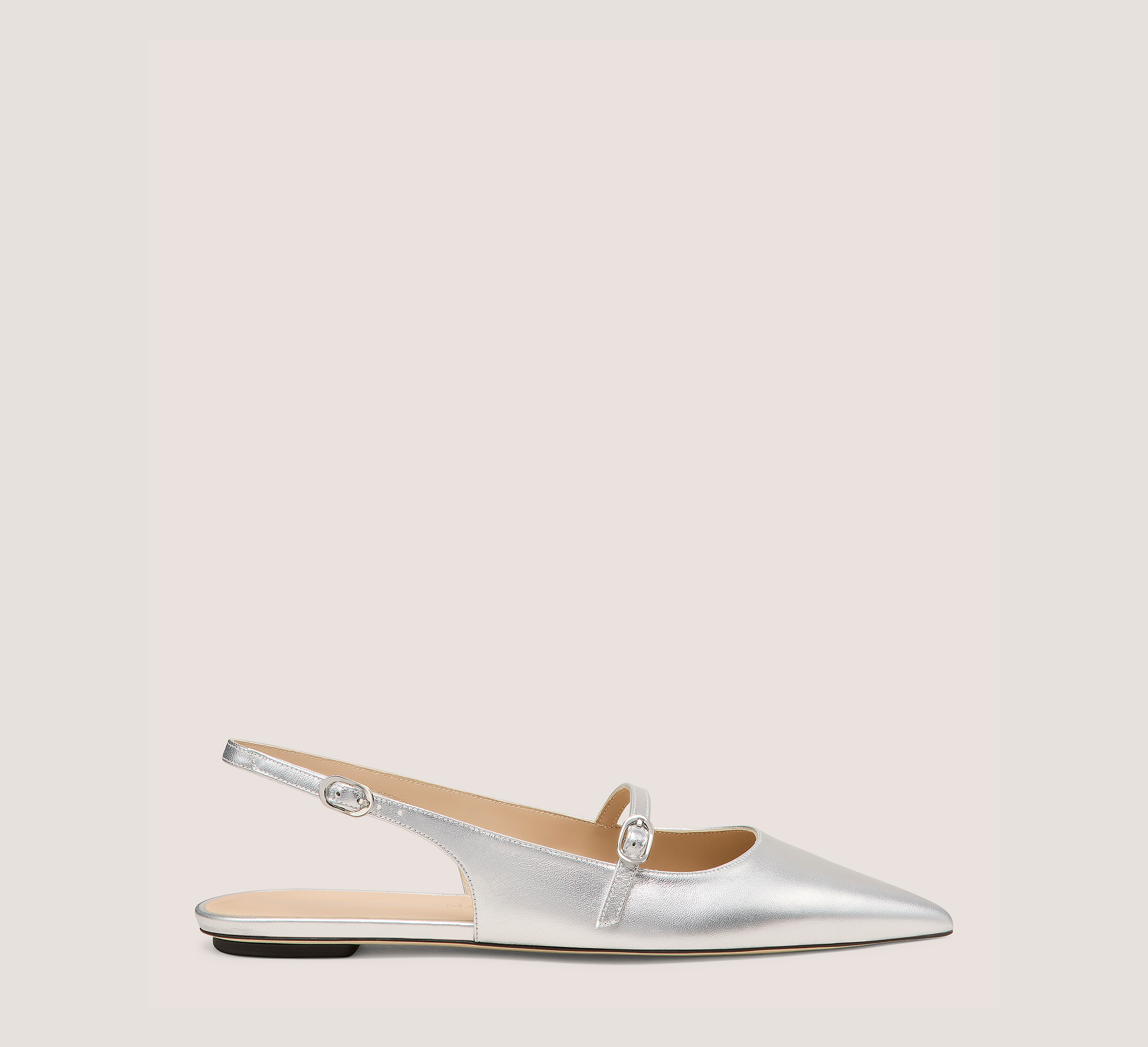 Emilia Mary Jane Slingback, Silver Liquid Metallic Leather, Size: 9 Medium