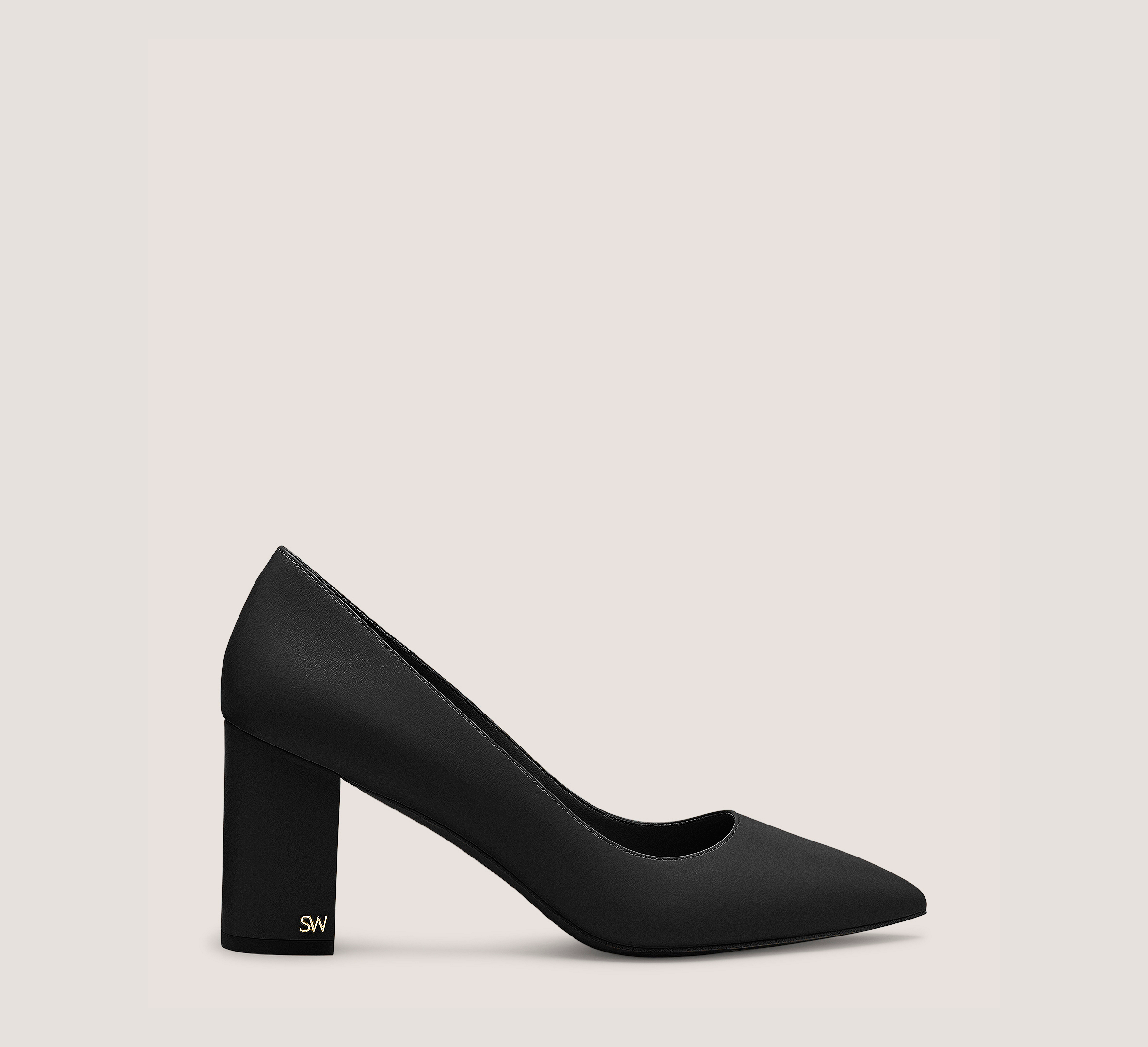 Jones Block Pump 75, Black Smooth Leather, Size: 10 Medium