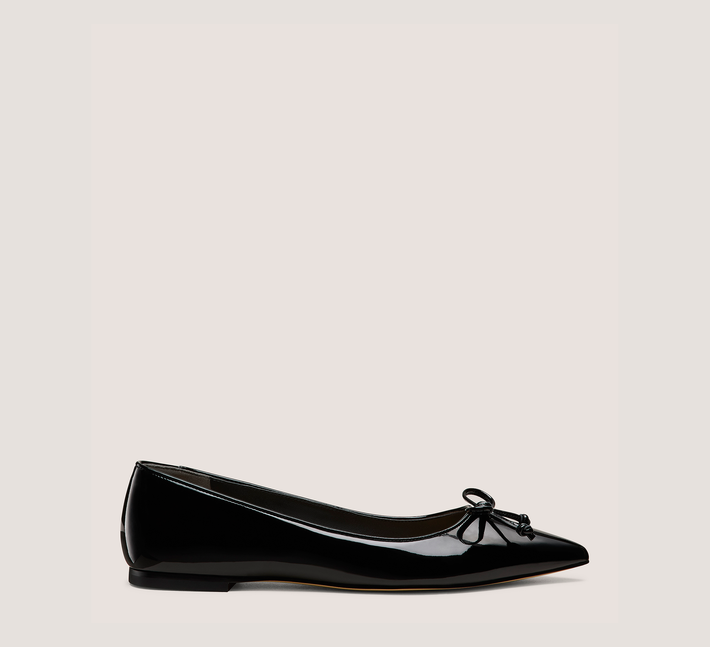 Gabby Bow Pointed Flat, Black Patent Leather, Size: 5.5 Medium