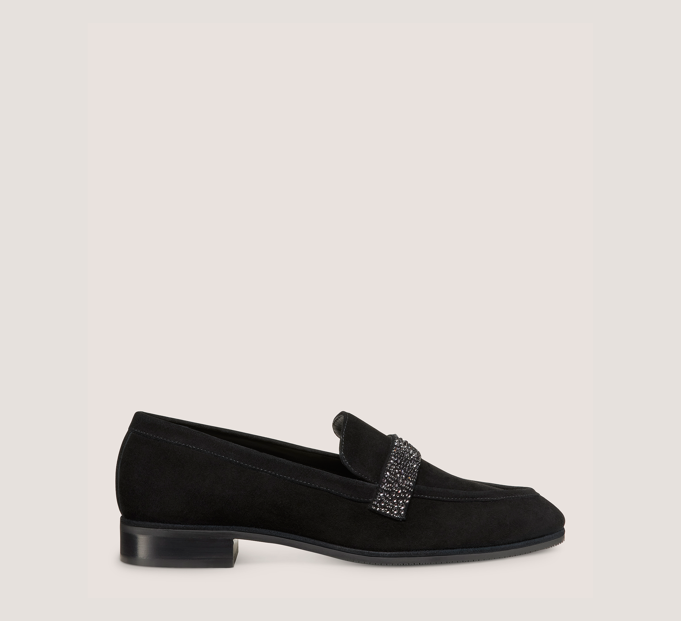 Palmer Sleek Royale Loafer, Black & Graphite Suede/Crystal, Size: 8 Medium