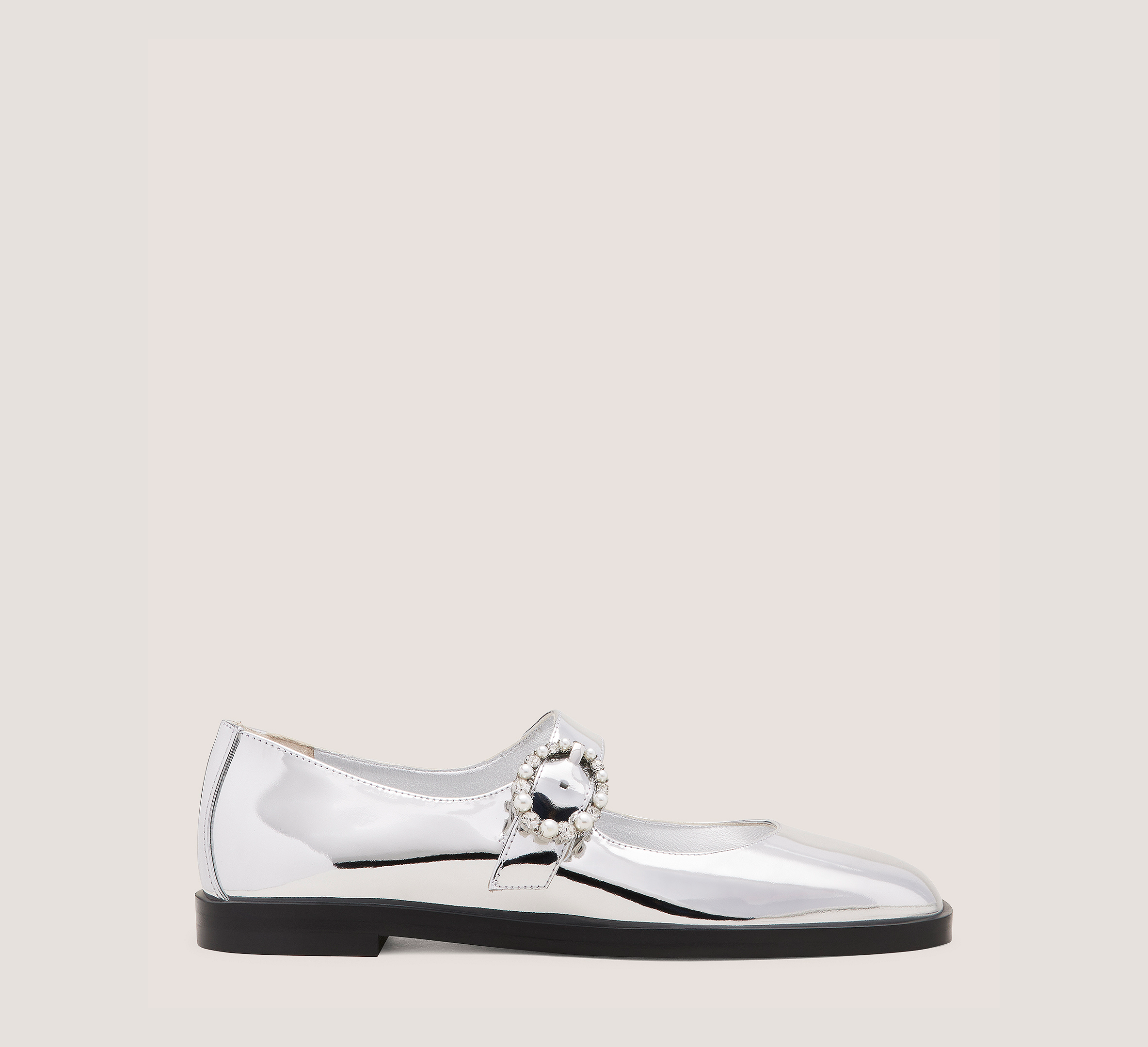 Loralei Crystal Mary Jane, Silver Specchio Leather, Size: 8.5 Narrow