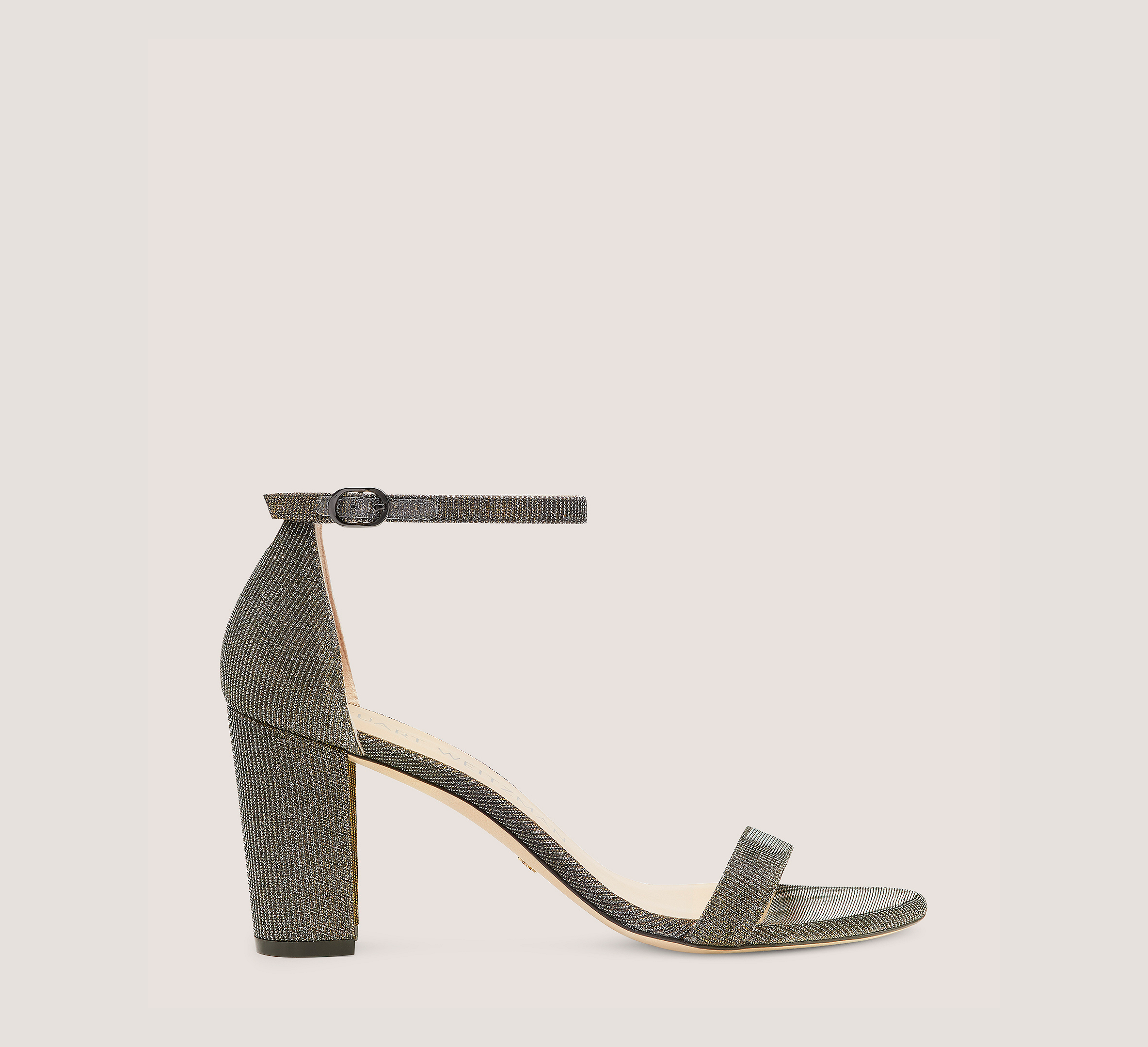 Nearlynude Strap Sandal, Pyrite Nocturn Lamé, Size: 5.5 Wide