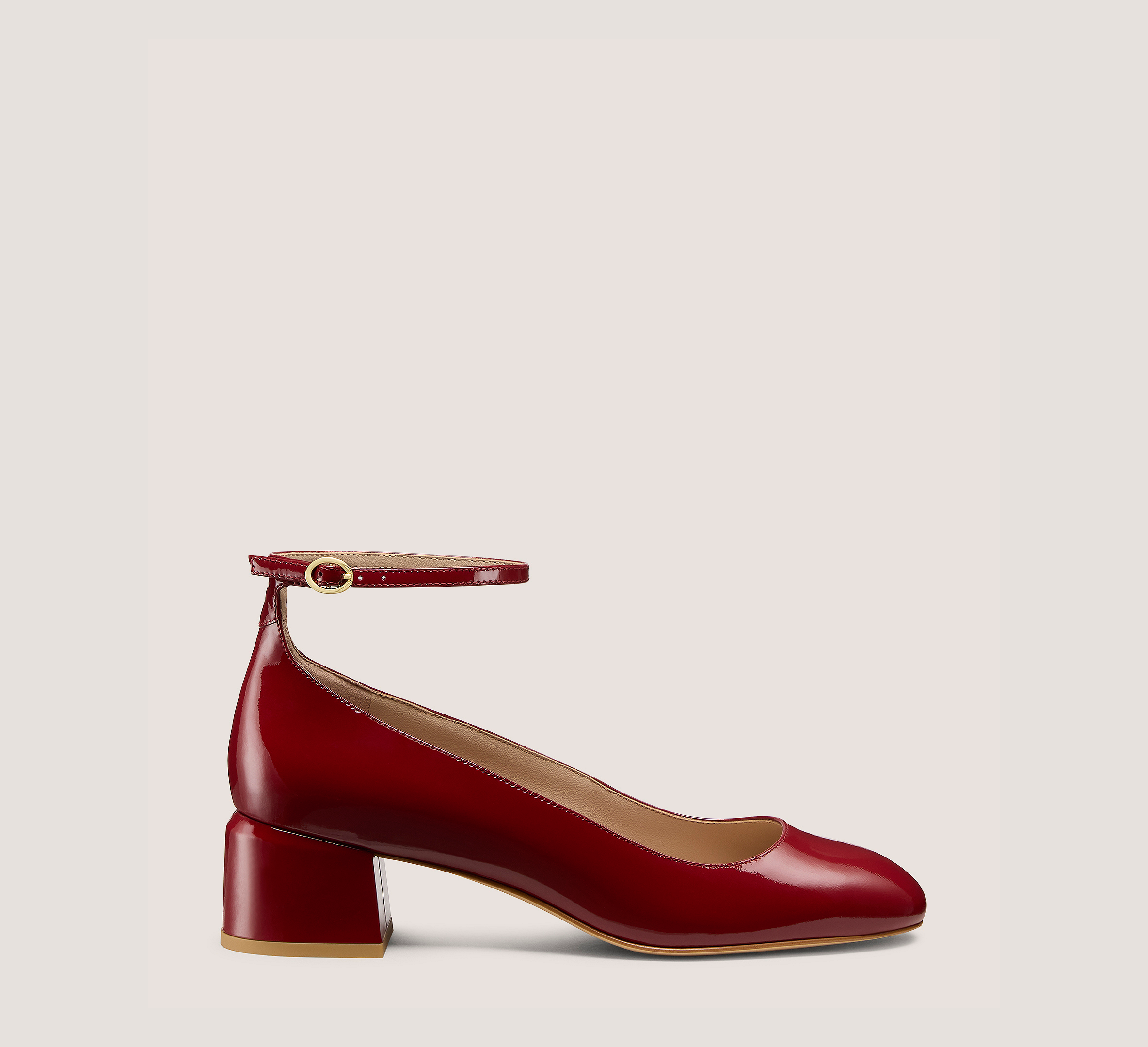 Emilee Strap Pump 45, Brick Red Patent Leather, Size: 6.5 Medium