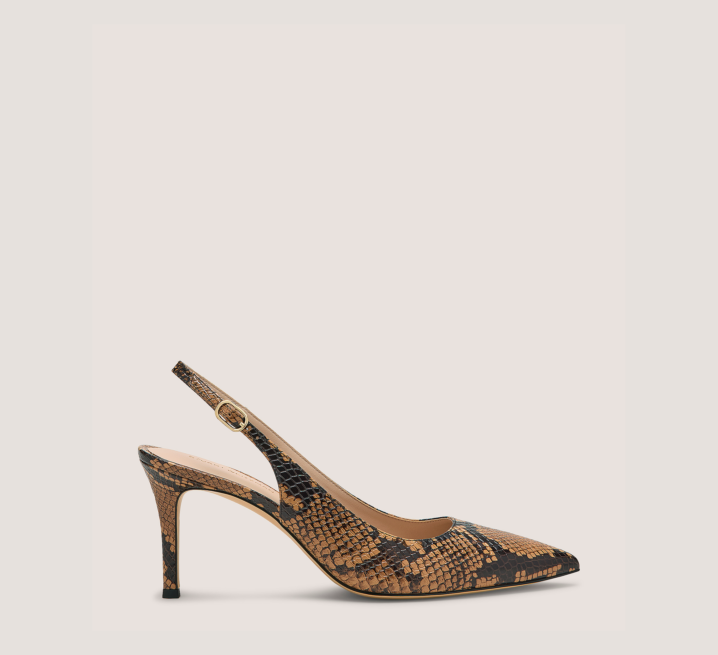 Jones Slingback 75, Almond Snake Printed Leather, Size: 9.5 Medium