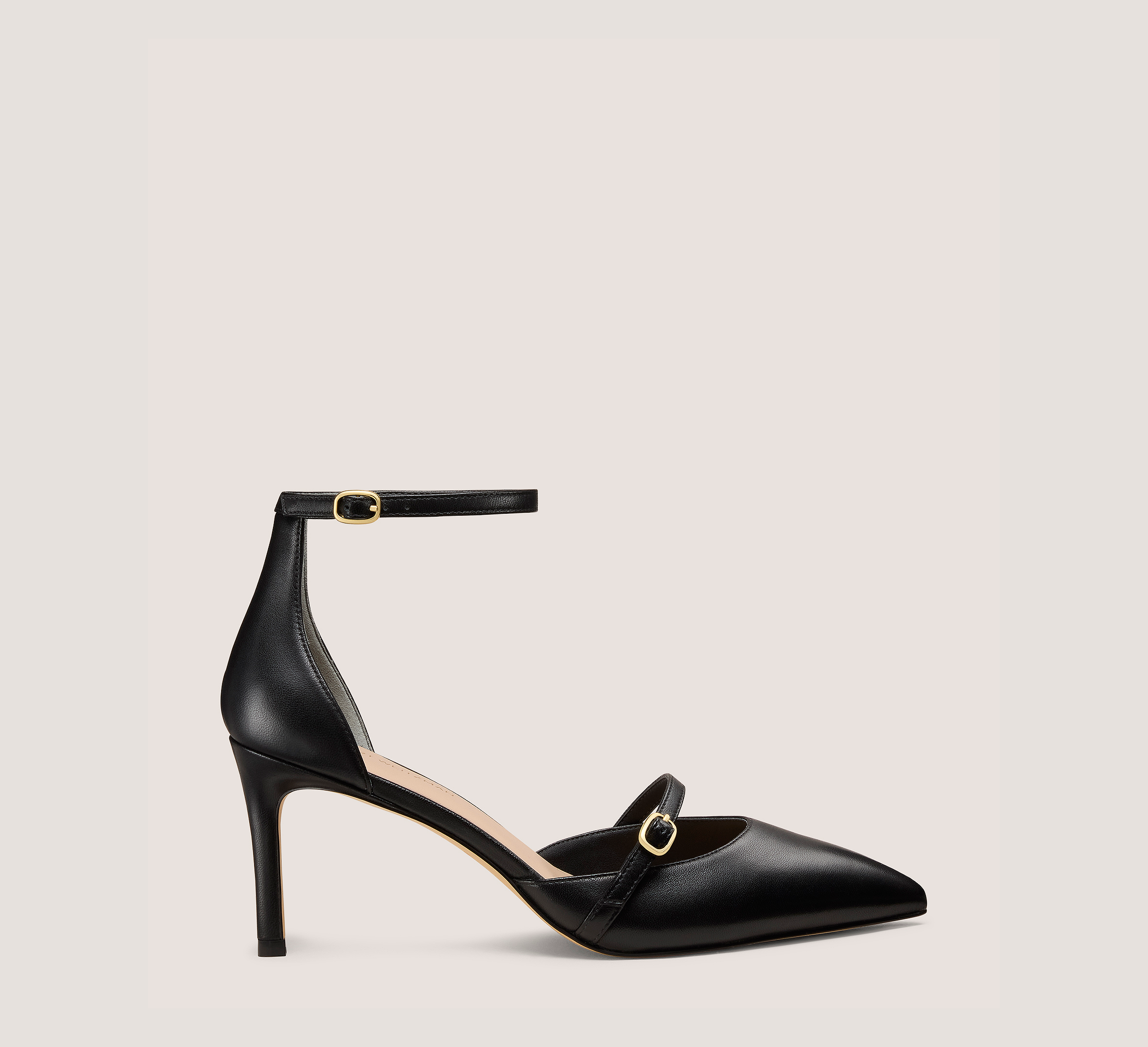 Kenna Strap Pump 75, Black Nappa Leather, Size: 7 Medium