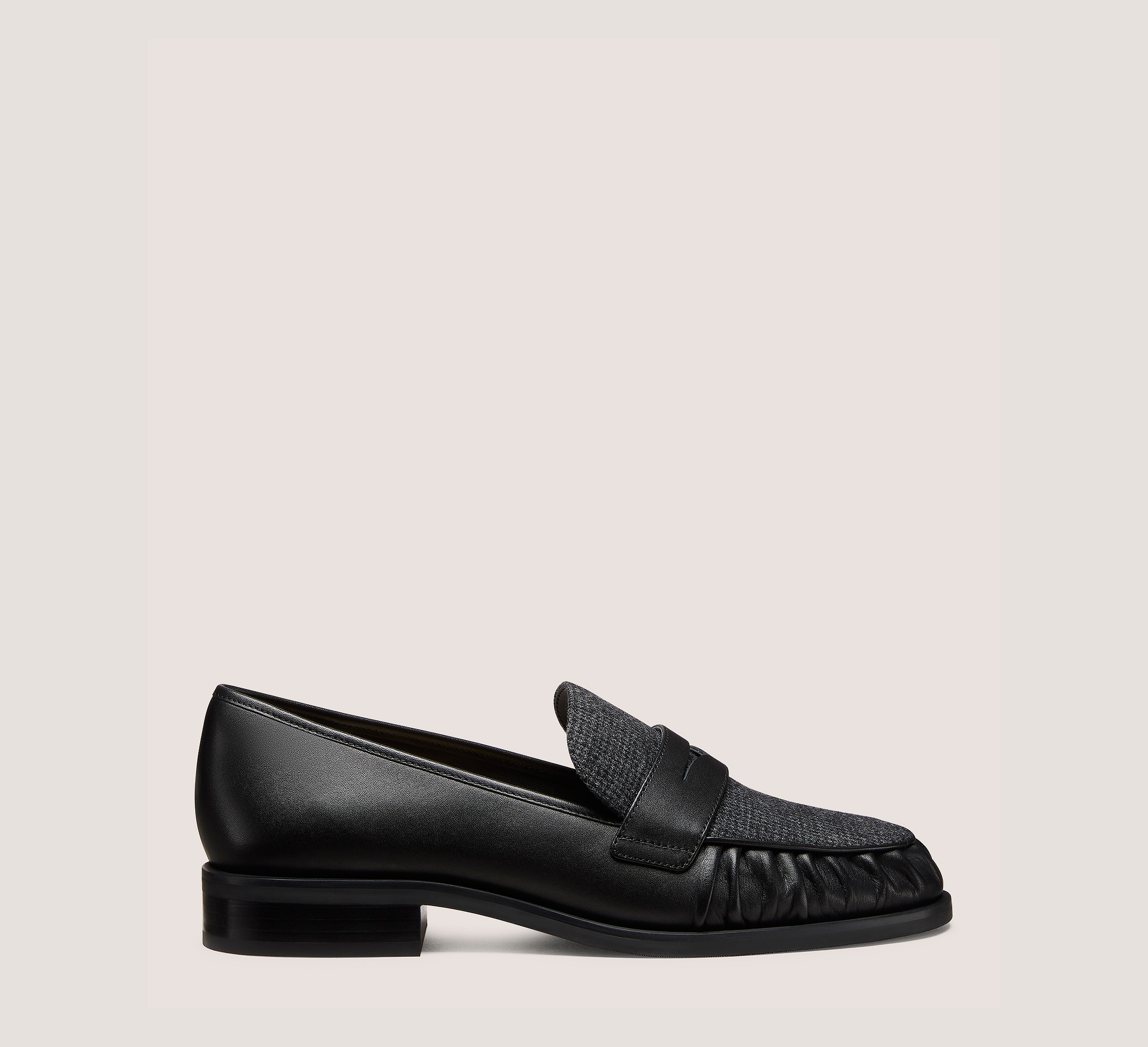 Luanne Loafer, Black & Dark Gray Smooth Calf Leather/Houndstooth, Size: 7 Medium