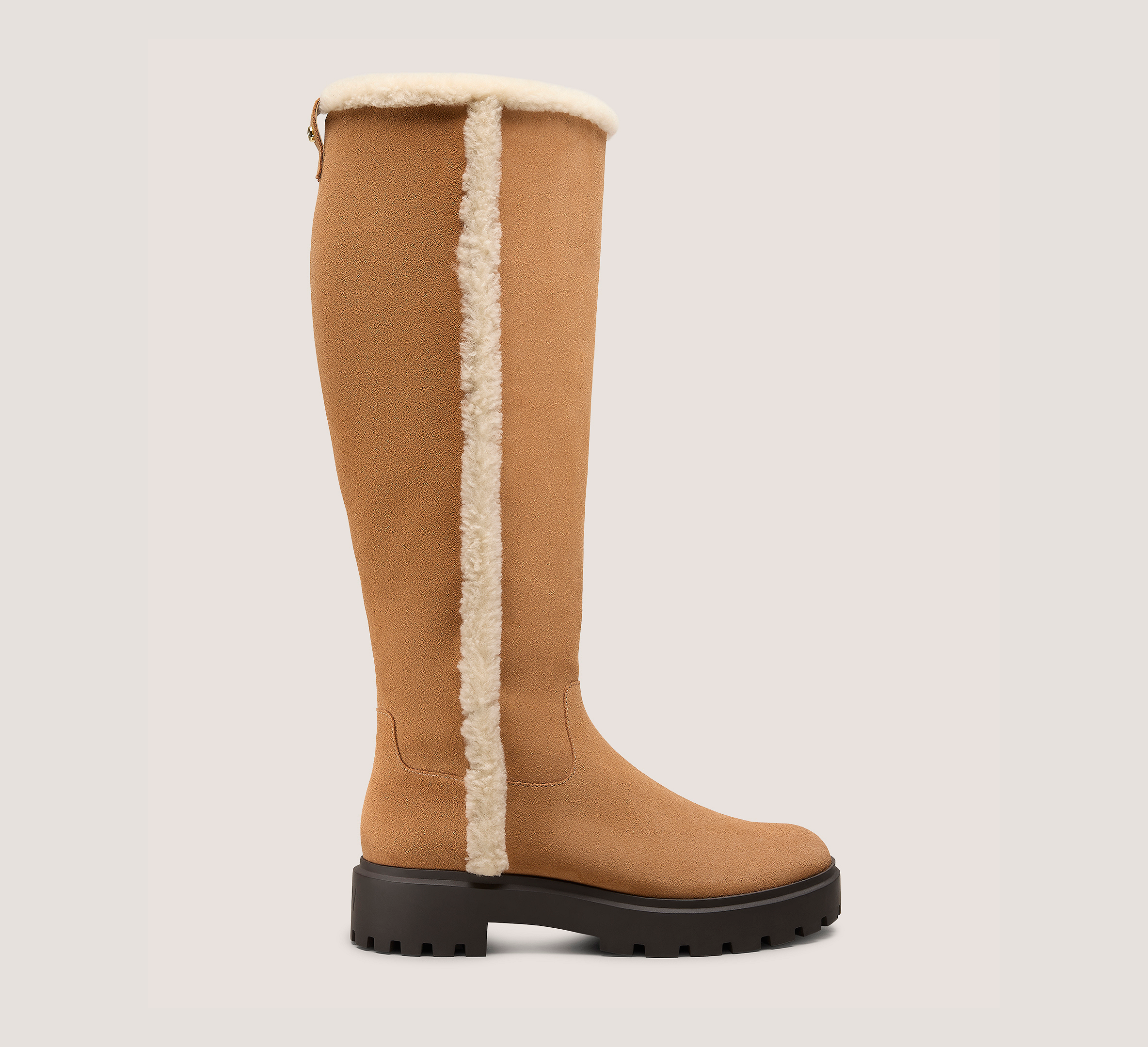 Myla Zip Shearling Boot, Tan & Natural Sport Suede/Shearling, Size: 5.5 Medium