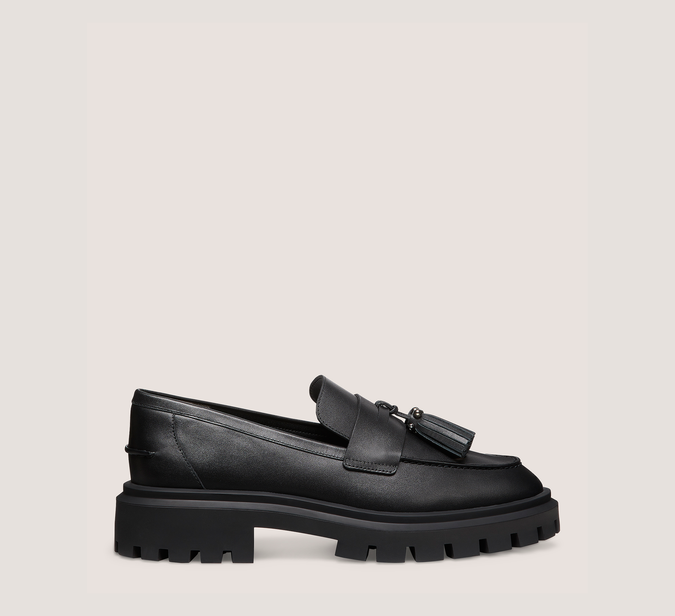 Ultra Lug Tassel Loafer, Black Smooth Leather, Size: 10 Medium